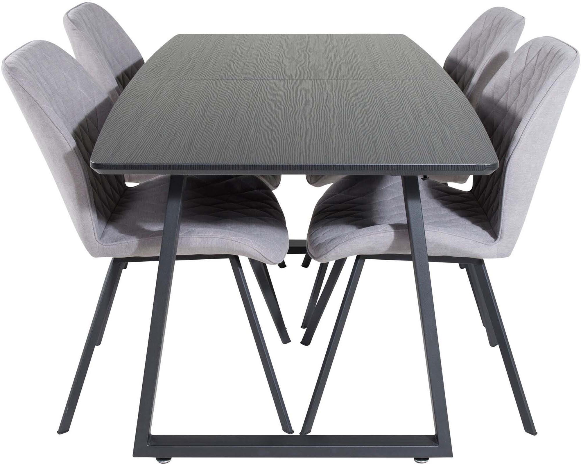 Inca Esszimmerset ausziehbar (Gemma) 160cm/4St. in Schwarz / Grau präsentiert im Onlineshop von KAQTU Design AG. Esszimmerset ist von Venture Home