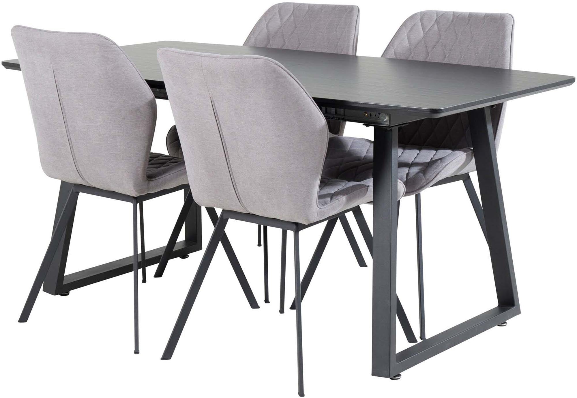 Inca Esszimmerset ausziehbar (Gemma) 160cm/4St. in Schwarz / Grau präsentiert im Onlineshop von KAQTU Design AG. Esszimmerset ist von Venture Home