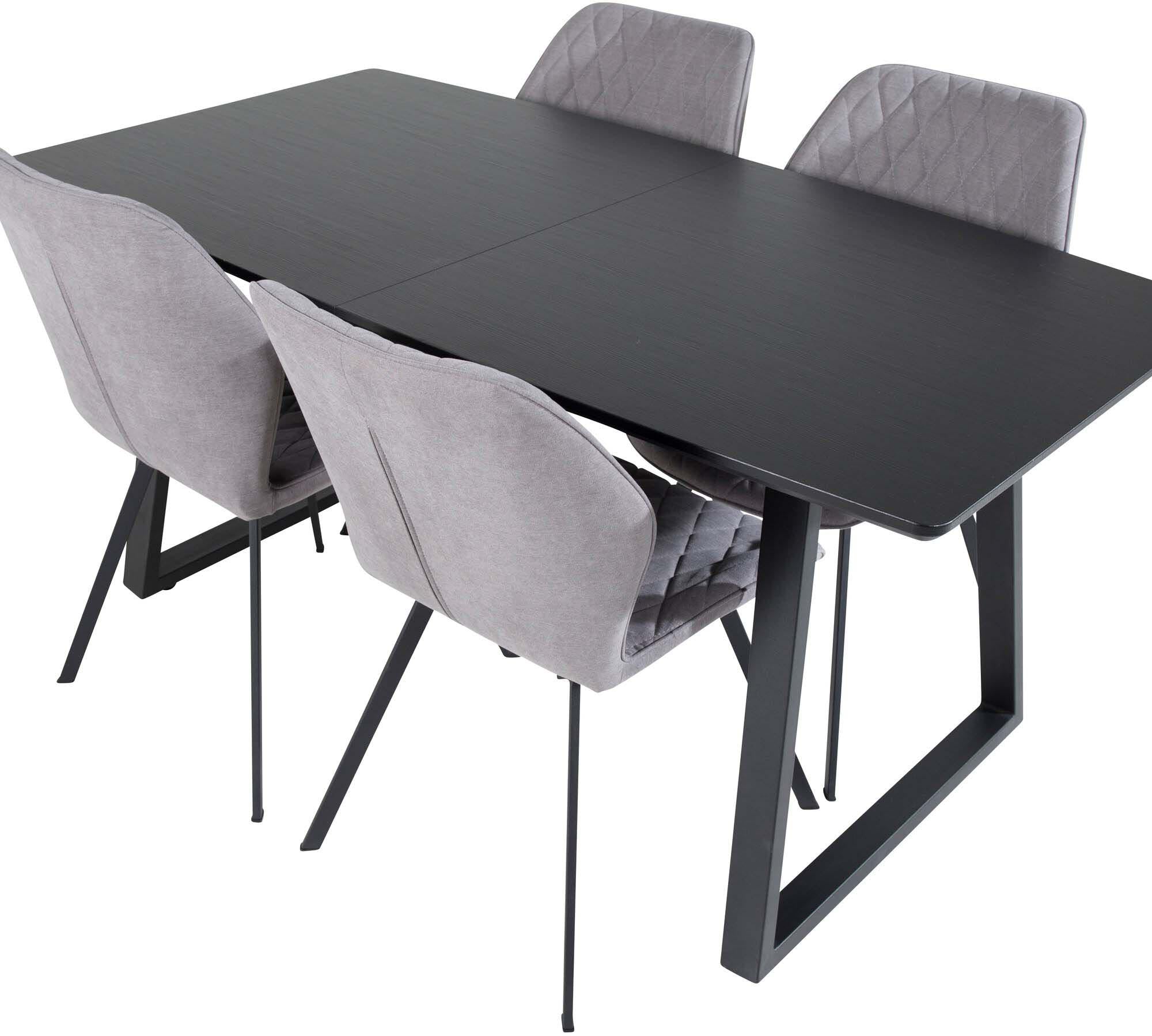 Inca Esszimmerset ausziehbar (Gemma) 160cm/4St. in Schwarz / Grau präsentiert im Onlineshop von KAQTU Design AG. Esszimmerset ist von Venture Home