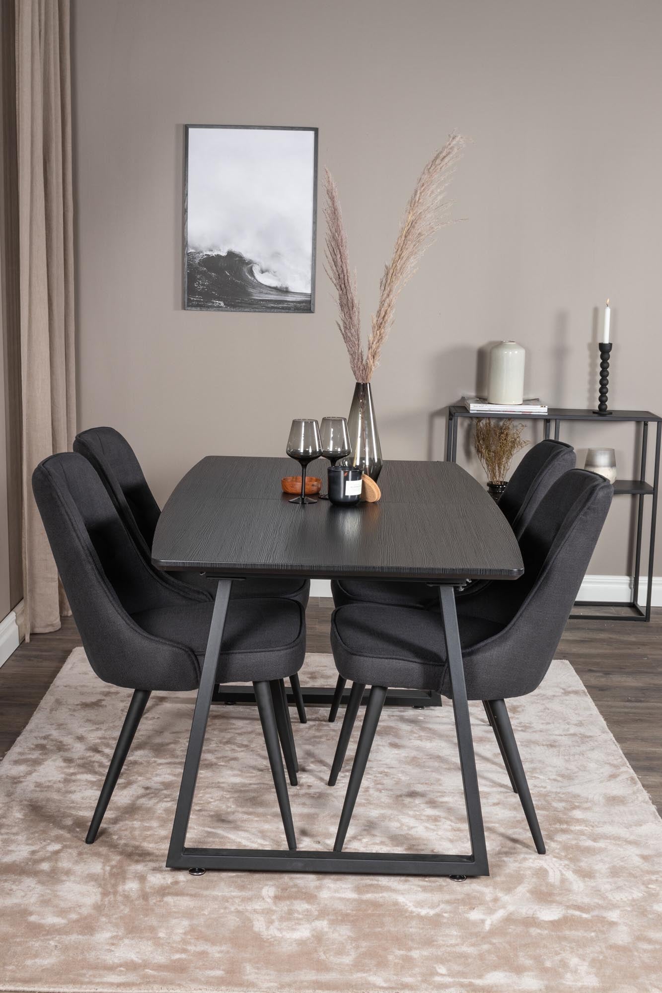 Entdecken Sie das stilvolle Inca Esszimmerset von Venture Home: Ausziehbar auf 160 cm, ideal für bis zu 8 Personen. Luxuriöse Samt-Stühle bieten höchsten Komfort und Eleganz.