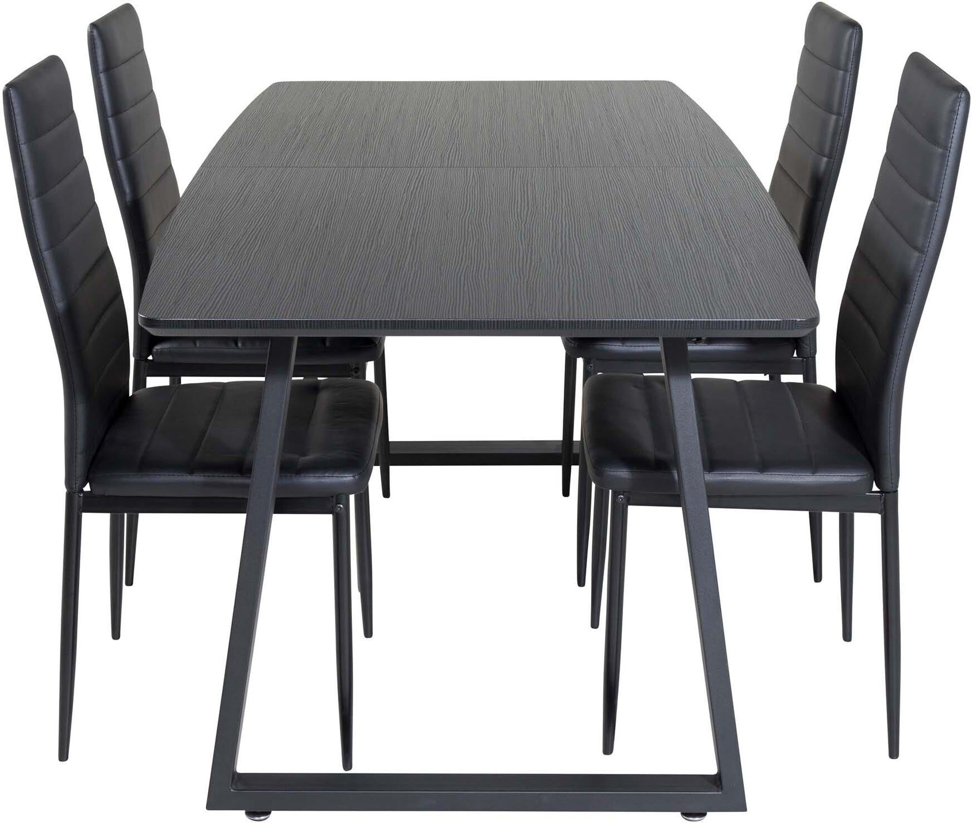 Inca Esszimmerset ausziehbar (Slim) 160cm/4St. in Schwarz präsentiert im Onlineshop von KAQTU Design AG. Esszimmerset ist von Venture Home