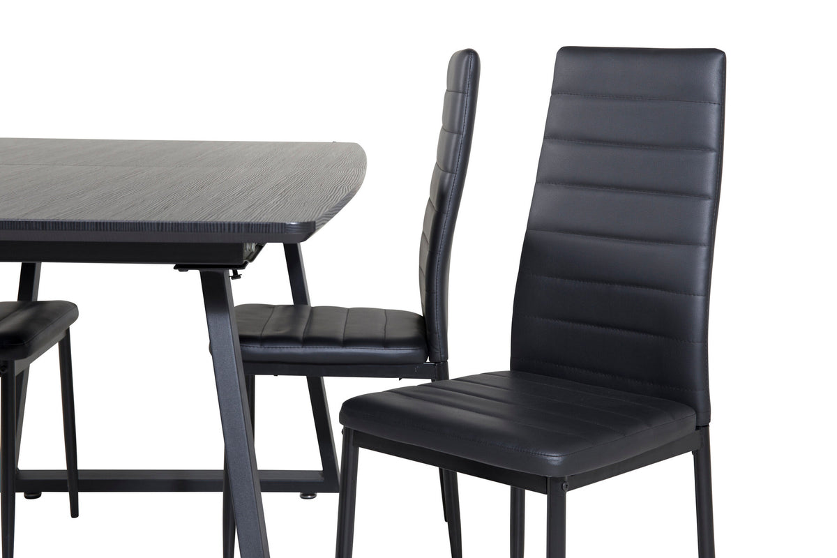 Inca Esszimmerset ausziehbar (Slim) 160cm/4St. in Schwarz präsentiert im Onlineshop von KAQTU Design AG. Esszimmerset ist von Venture Home
