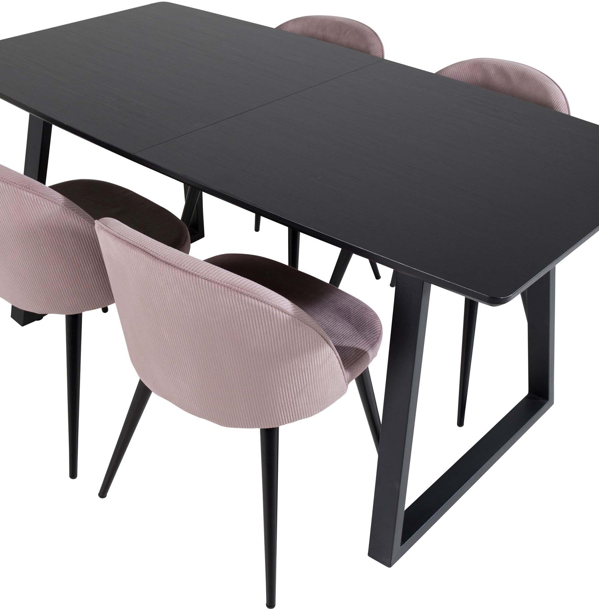 Inca Esszimmerset: Eleganter, ausziehbarer Tisch (160 cm) mit luxuriösen Samt-Stühlen für unvergessliche Familienfeiern und stilvolle Anlässe.