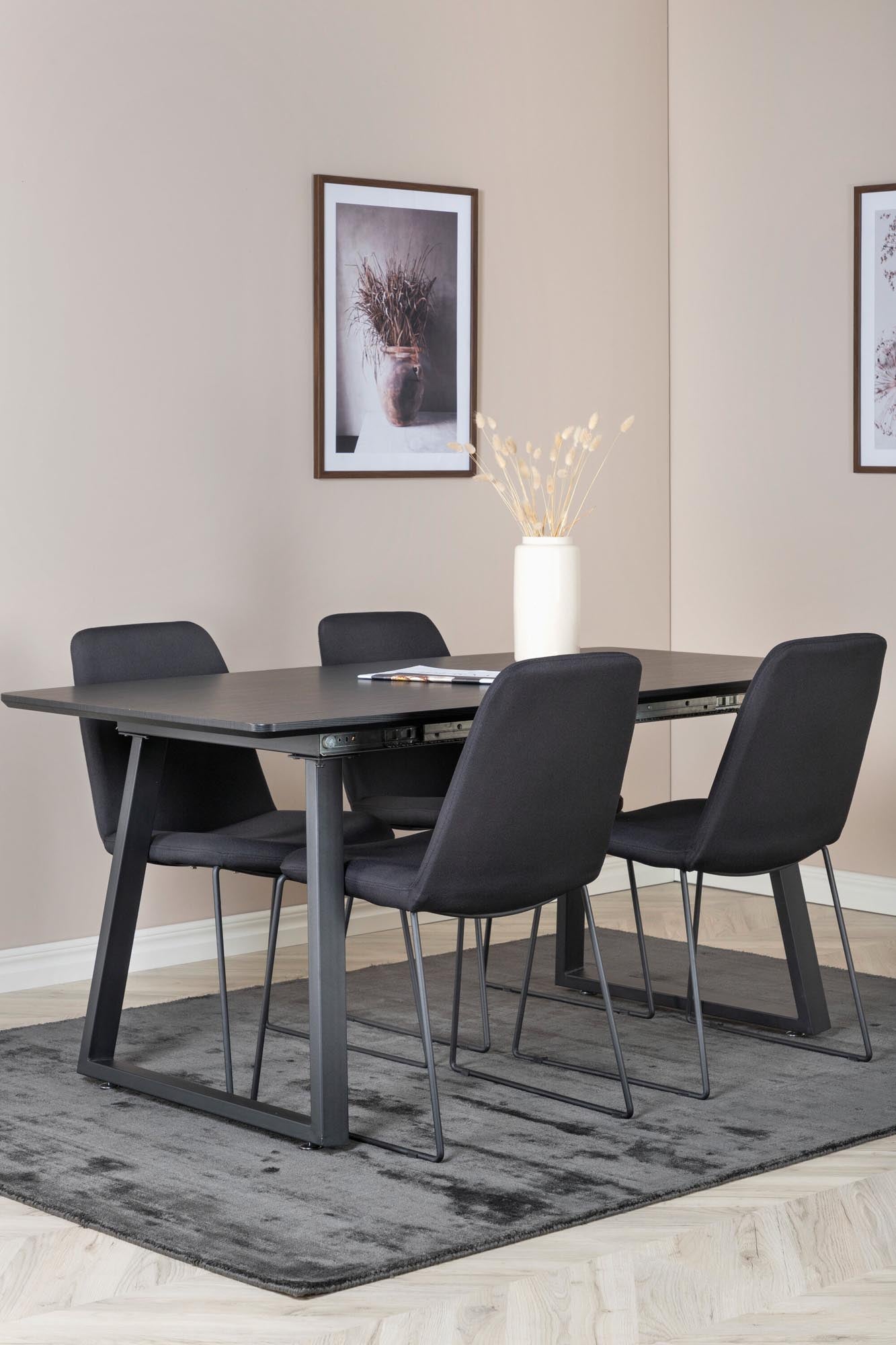 Elegantes Inca Esszimmerset: Ausziehbarer Tisch (160 cm) mit 4 komfortablen Muce Stühlen. Perfekt für stilvolle Esszimmer und gesellige Runden.