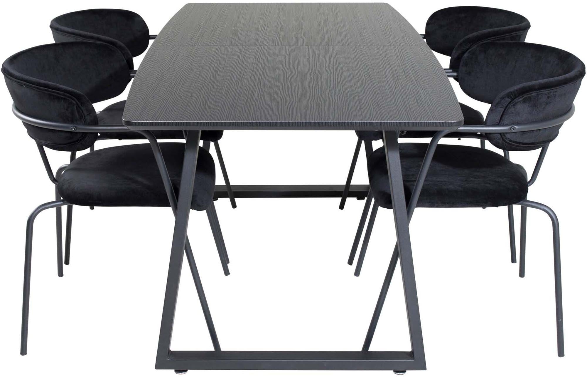 Inca Esszimmerset ausziehbar (Arrow) 160cm/4St. in Schwarz präsentiert im Onlineshop von KAQTU Design AG. Esszimmerset ist von Venture Home