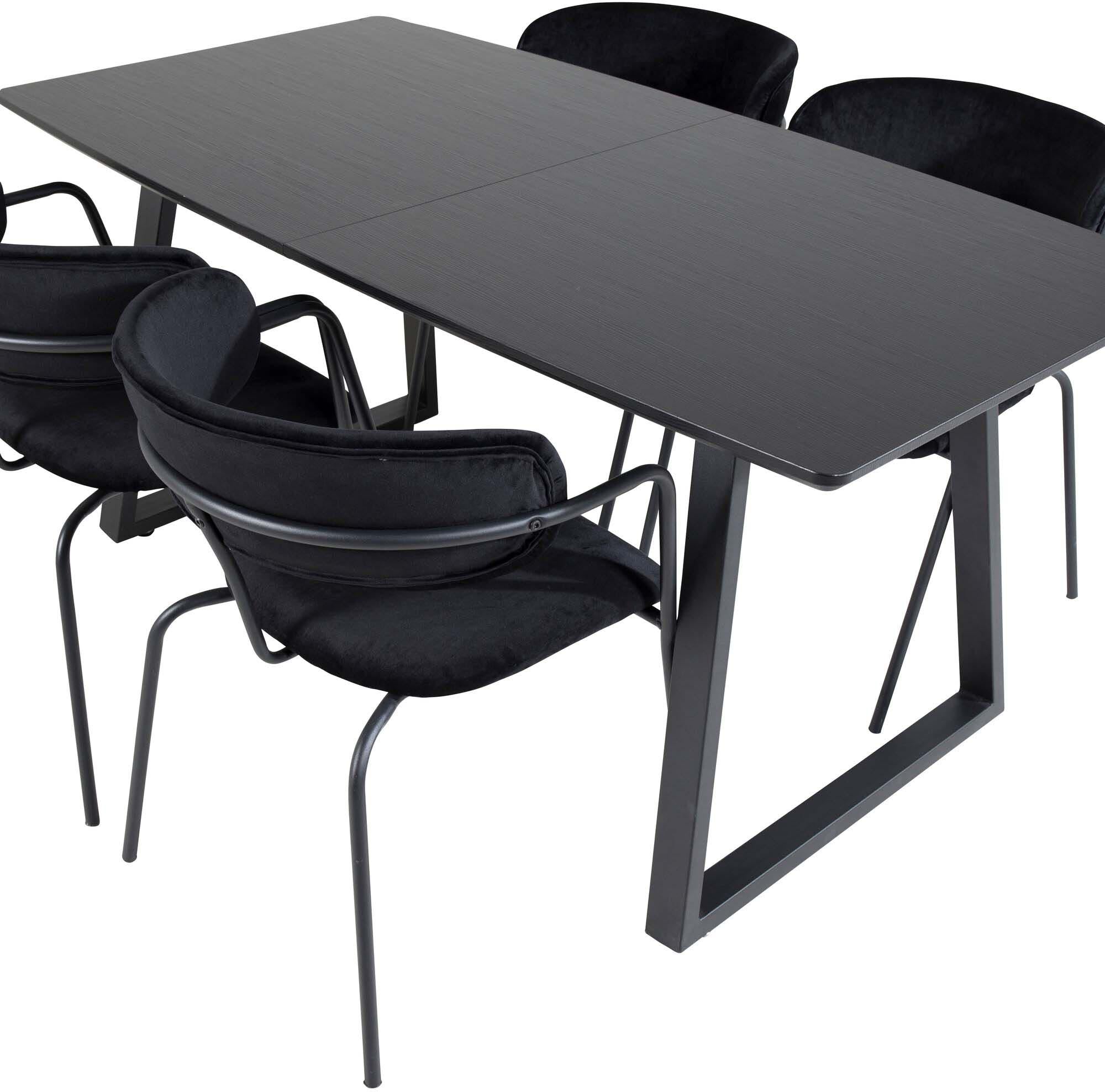 Inca Esszimmerset ausziehbar (Arrow) 160cm/4St. in Schwarz präsentiert im Onlineshop von KAQTU Design AG. Esszimmerset ist von Venture Home
