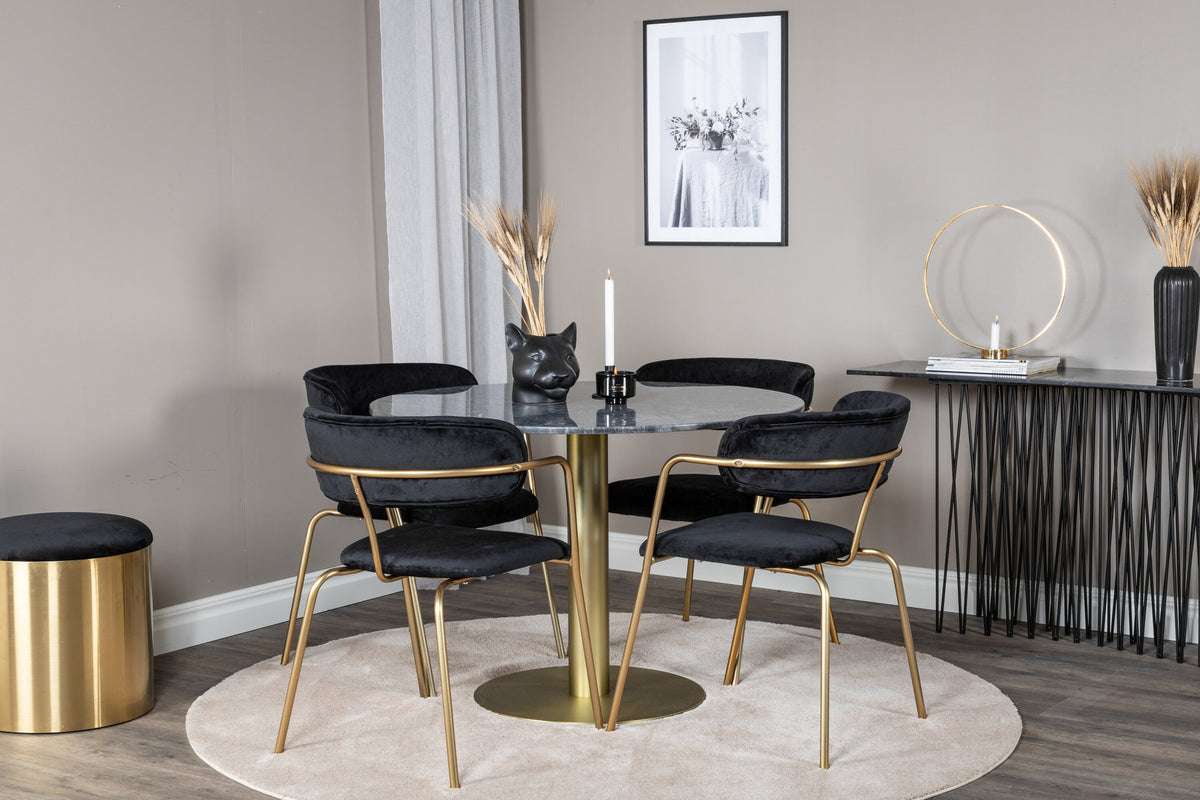 Estelle Esstisch mit Arrow-Stühlen in Schwarz präsentiert im Onlineshop von KAQTU Design AG. Esszimmerset ist von Venture Home