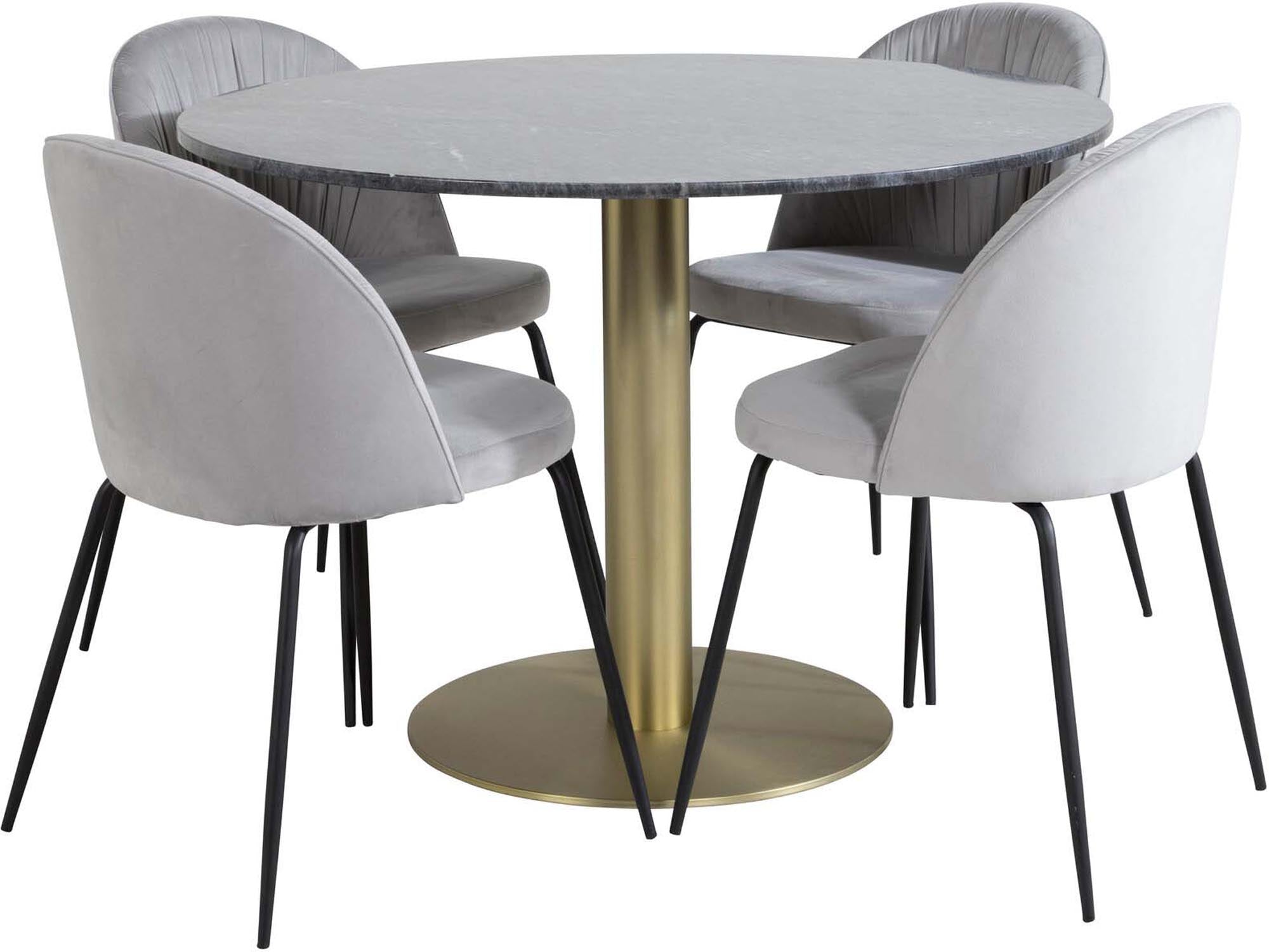 Estelle Esszimmerset + Wrinkles ⌀106cm/4St. in Schwarzgrau präsentiert im Onlineshop von KAQTU Design AG. Esszimmerset ist von Venture Home