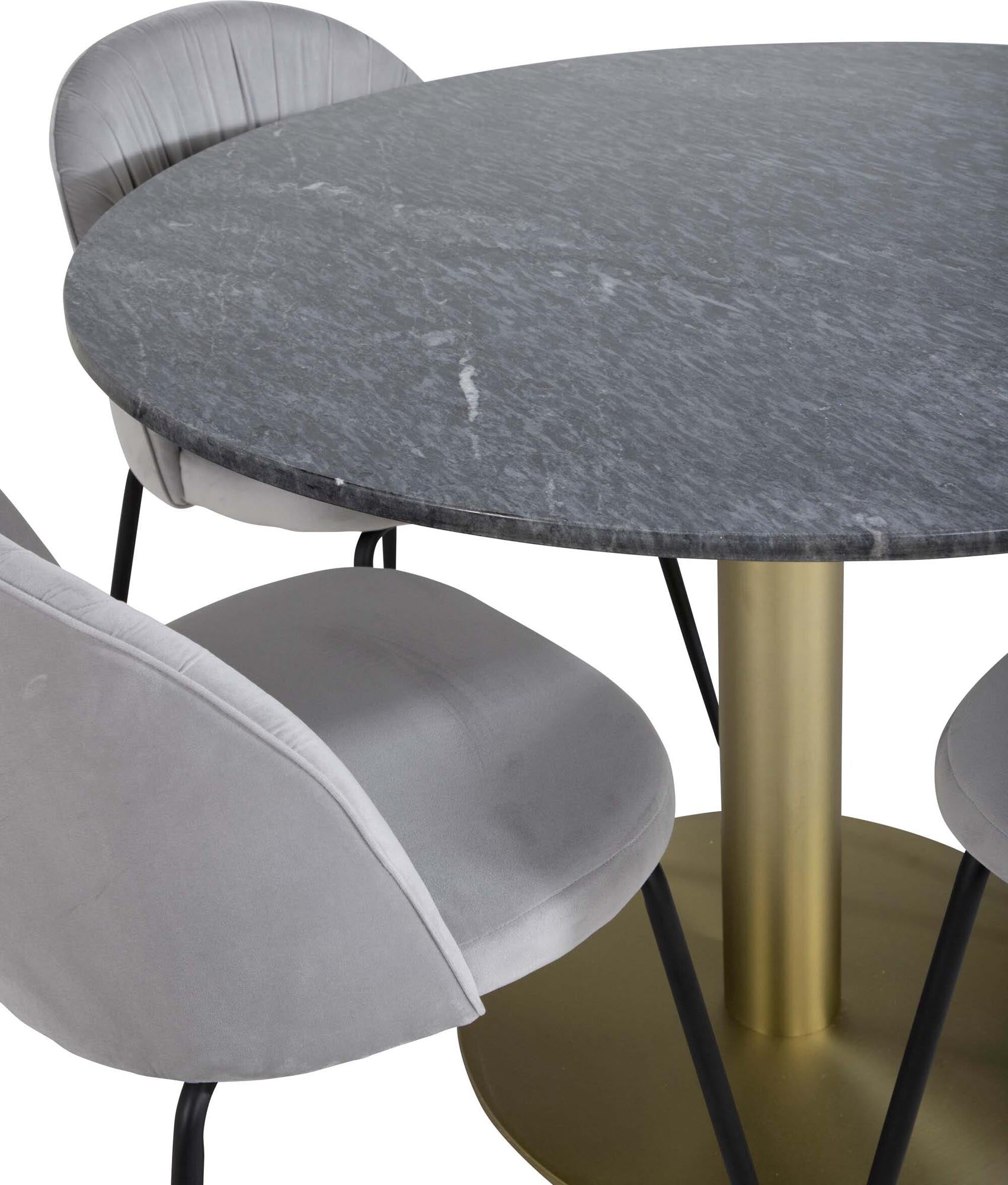 Estelle Esszimmerset + Wrinkles ⌀106cm/4St. in Schwarzgrau präsentiert im Onlineshop von KAQTU Design AG. Esszimmerset ist von Venture Home