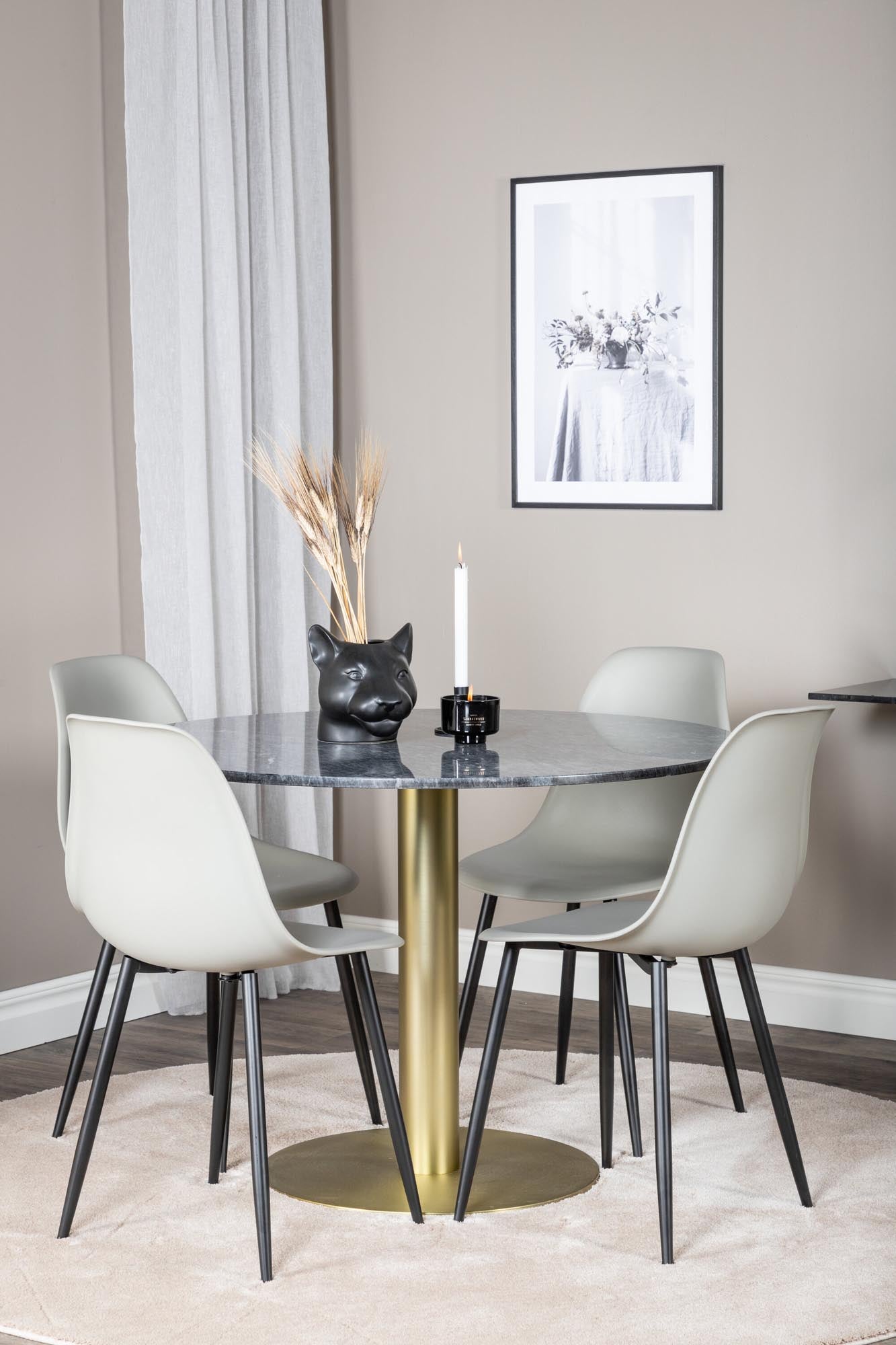 Estelle Esszimmerset + Polar ⌀106cm/4St. in Schwarzgrau präsentiert im Onlineshop von KAQTU Design AG. Esszimmerset ist von Venture Home