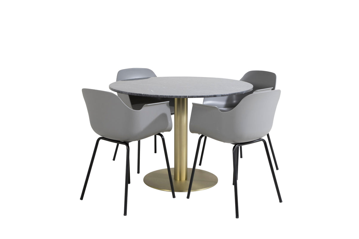 Estelle Esszimmerset + Comfort ⌀106cm/4St. in Schwarz / Grau / Gold präsentiert im Onlineshop von KAQTU Design AG. Esszimmerset ist von Venture Home