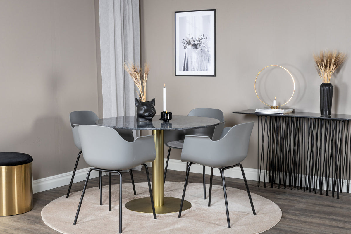 Estelle Esszimmerset + Comfort ⌀106cm/4St. in Schwarz / Grau / Gold präsentiert im Onlineshop von KAQTU Design AG. Esszimmerset ist von Venture Home