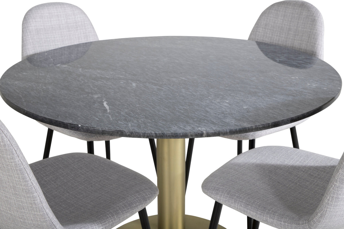 Estelle Esszimmerset + Polar ⌀106cm/4St. in Schwarz / Hellgrau präsentiert im Onlineshop von KAQTU Design AG. Esszimmerset ist von Venture Home