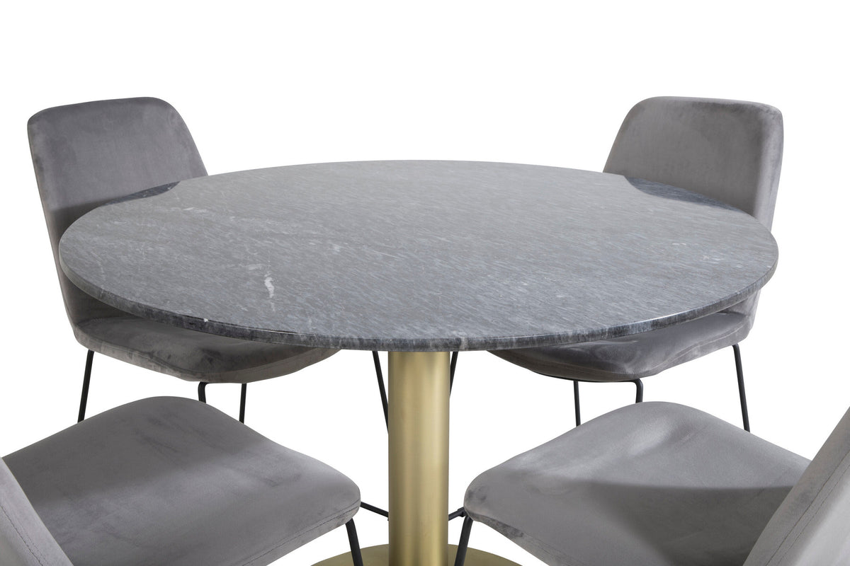 Estelle Esszimmerset + Muce ⌀106cm/4St. in Schwarz / Grau / Gold präsentiert im Onlineshop von KAQTU Design AG. Esszimmerset ist von Venture Home