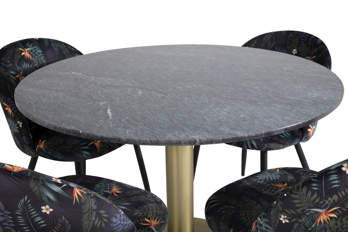Estelle Esszimmerset + Velvet ⌀106cm/4St. in Schwarz präsentiert im Onlineshop von KAQTU Design AG. Esszimmerset ist von Venture Home