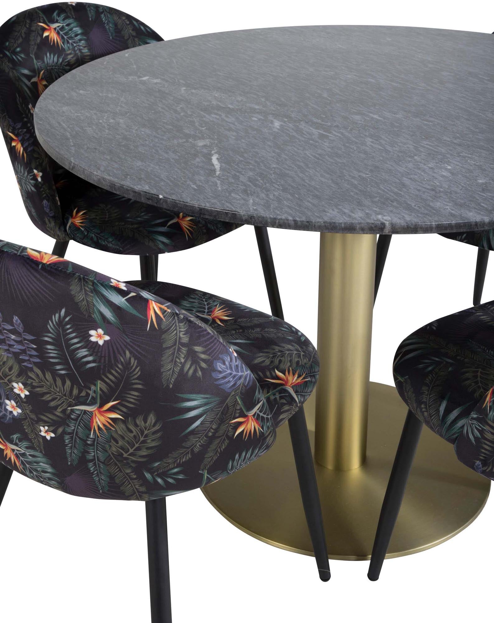 Estelle Esszimmerset + Velvet ⌀106cm/4St. in Schwarz präsentiert im Onlineshop von KAQTU Design AG. Esszimmerset ist von Venture Home