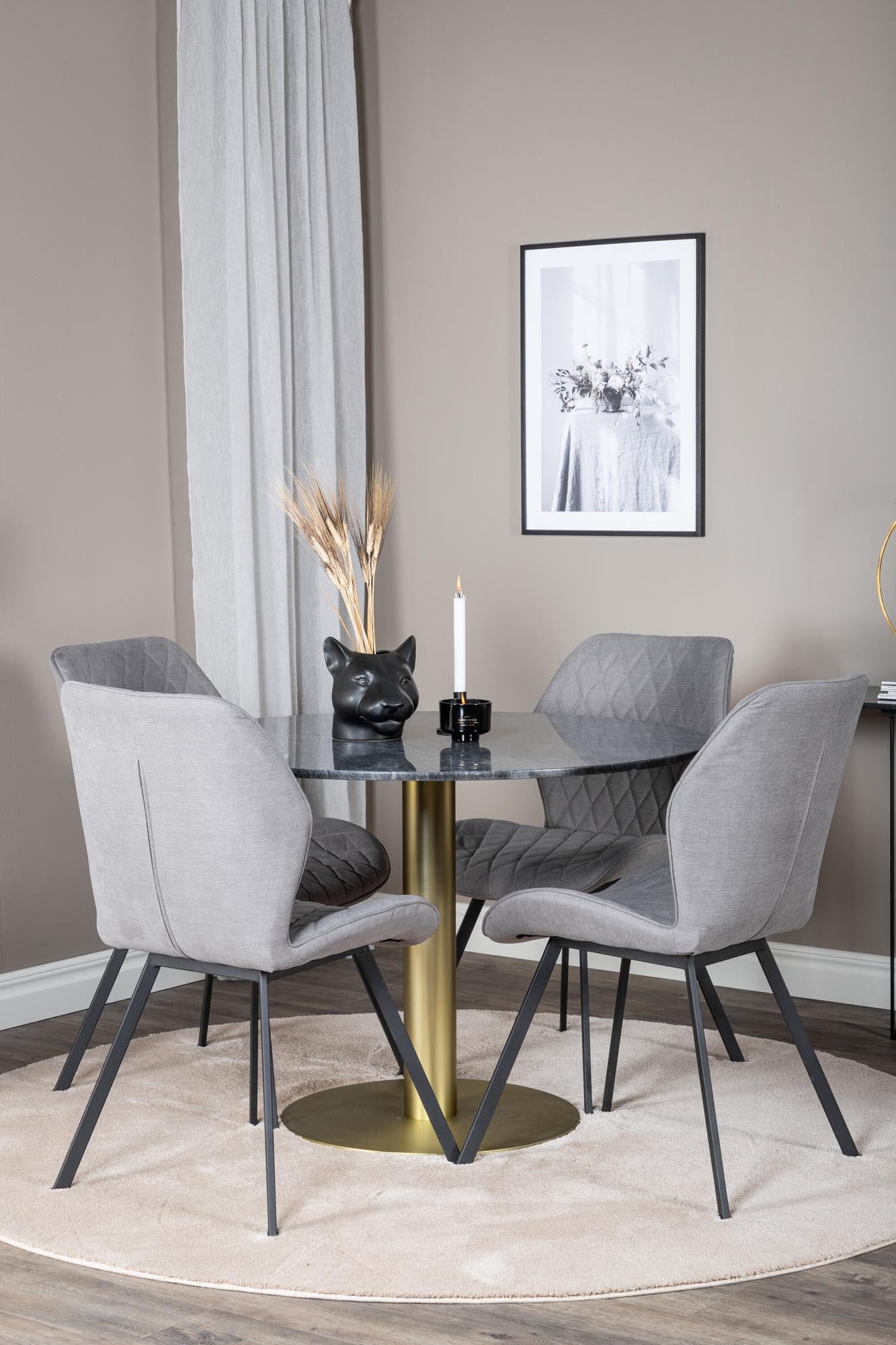 Estelle Esszimmerset + Gemma ⌀106cm/4St. in Grau / Schwarz präsentiert im Onlineshop von KAQTU Design AG. Esszimmerset ist von Venture Home