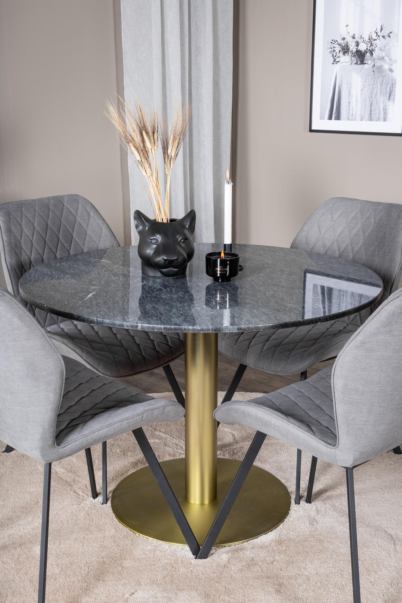 Estelle Esszimmerset + Gemma ⌀106cm/4St. in Grau / Schwarz präsentiert im Onlineshop von KAQTU Design AG. Esszimmerset ist von Venture Home