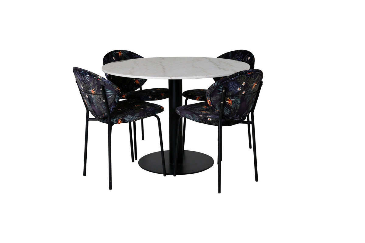 Estelle Esstisch mit Vault Stühlen in Schwarz präsentiert im Onlineshop von KAQTU Design AG. Esszimmerset ist von Venture Home