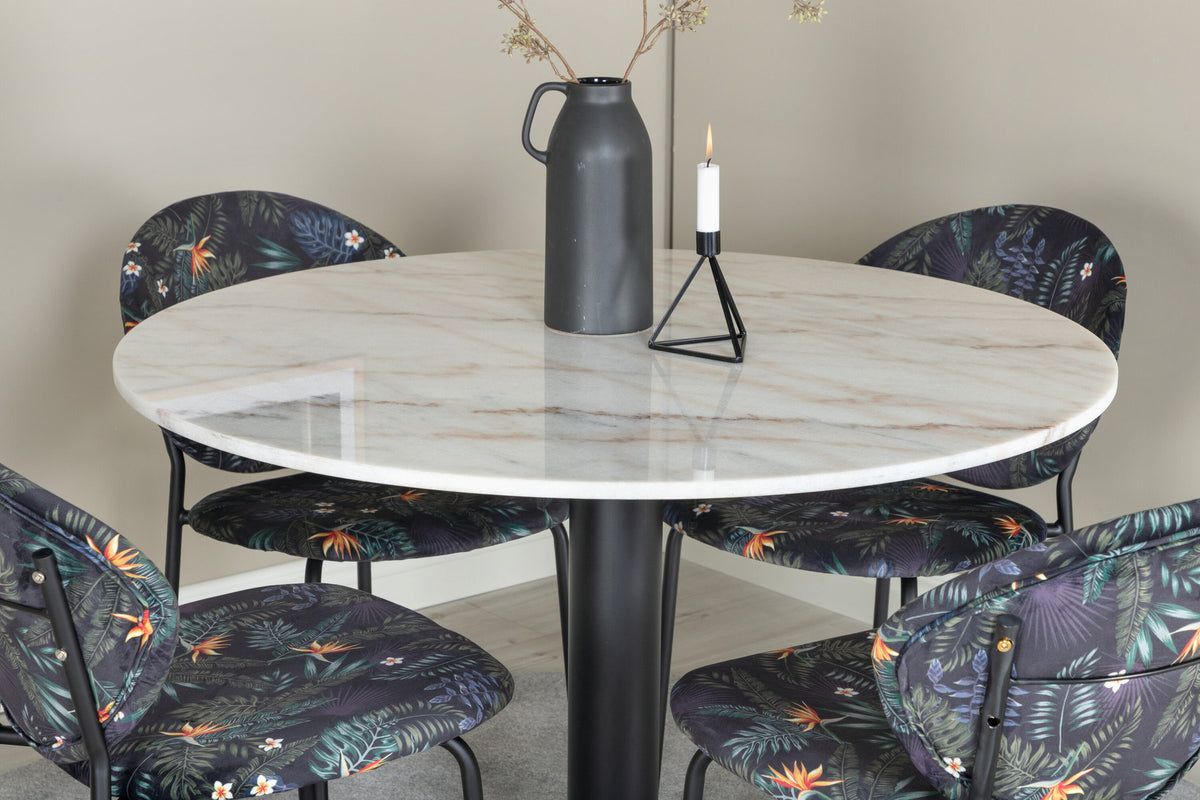 Estelle Esstisch mit Vault Stühlen in Schwarz präsentiert im Onlineshop von KAQTU Design AG. Esszimmerset ist von Venture Home