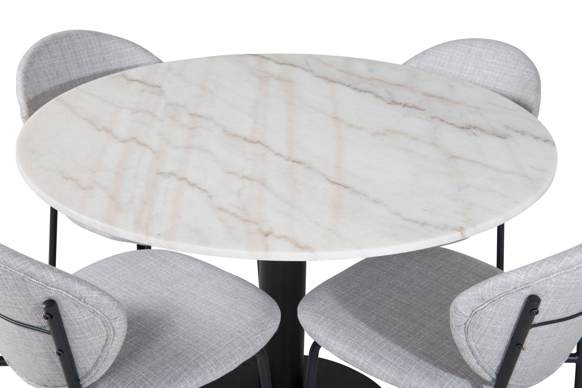 Estelle Esszimmerset + Vault ⌀106cm/4St. in Schwarzgrau präsentiert im Onlineshop von KAQTU Design AG. Esszimmerset ist von Venture Home