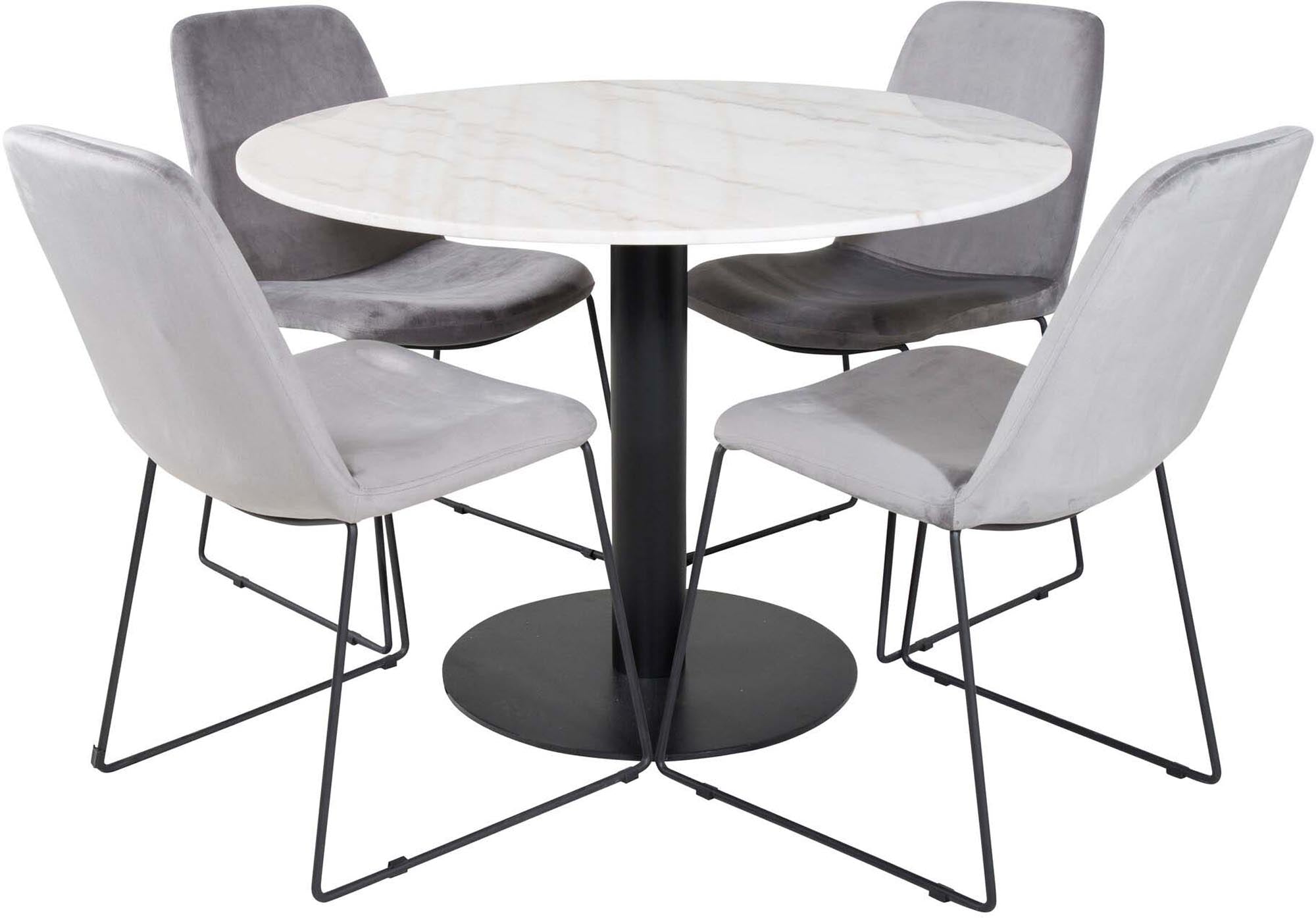 Estelle Esszimmerset + Muce ⌀106cm/4St. in Schwarz / Grau präsentiert im Onlineshop von KAQTU Design AG. Esszimmerset ist von Venture Home