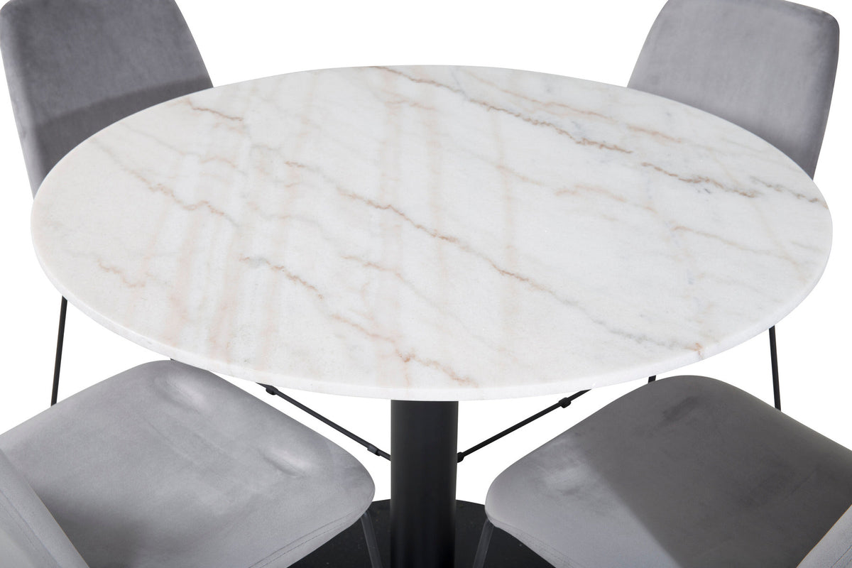 Estelle Esszimmerset + Muce ⌀106cm/4St. in Schwarz / Grau präsentiert im Onlineshop von KAQTU Design AG. Esszimmerset ist von Venture Home