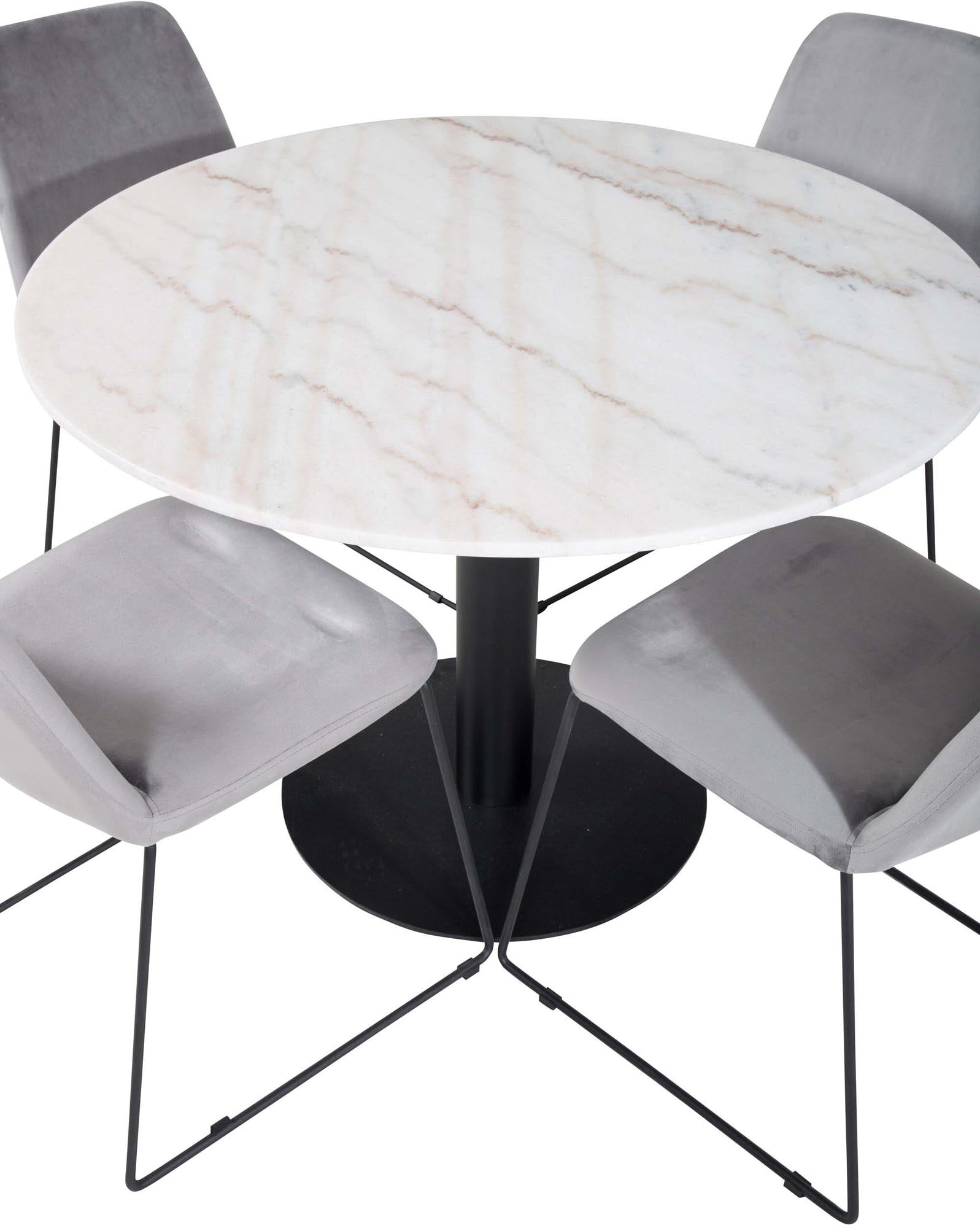 Estelle Esszimmerset + Muce ⌀106cm/4St. in Schwarz / Grau präsentiert im Onlineshop von KAQTU Design AG. Esszimmerset ist von Venture Home