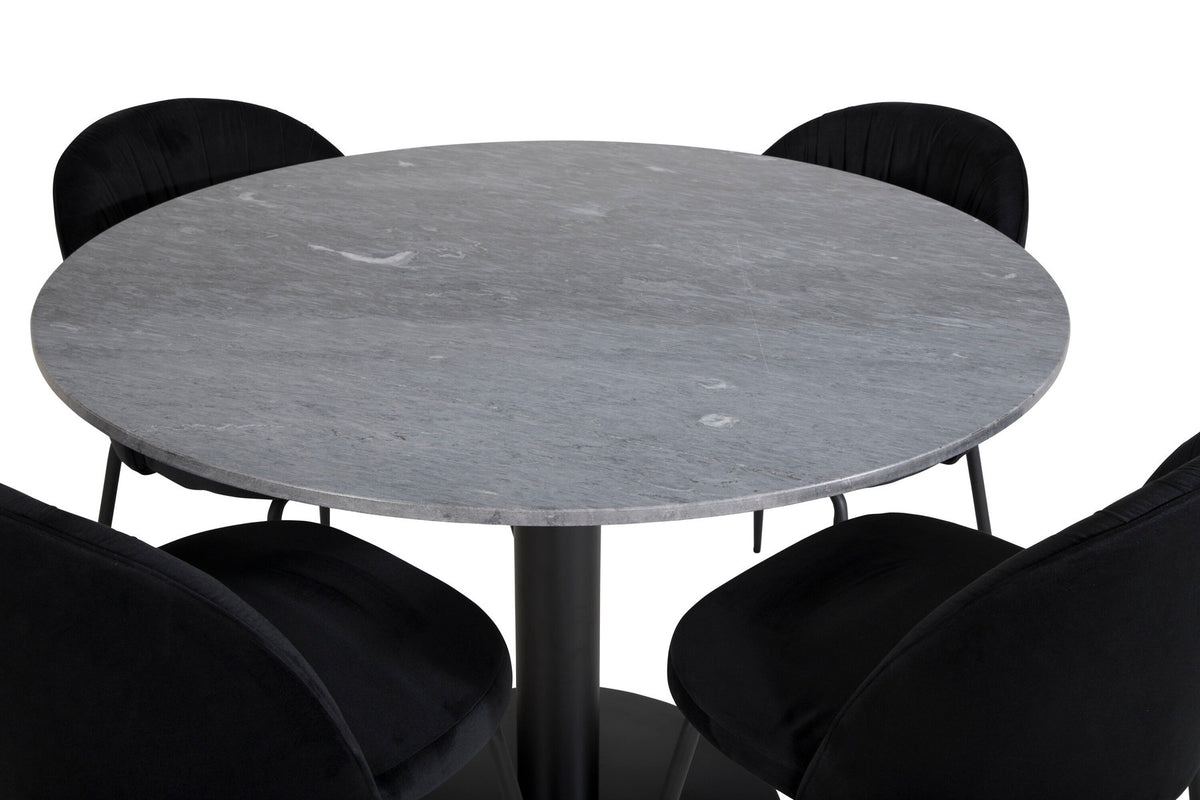 Estelle Esszimmerset + Wrinkles ⌀106cm/4St. in Schwarz präsentiert im Onlineshop von KAQTU Design AG. Esszimmerset ist von Venture Home