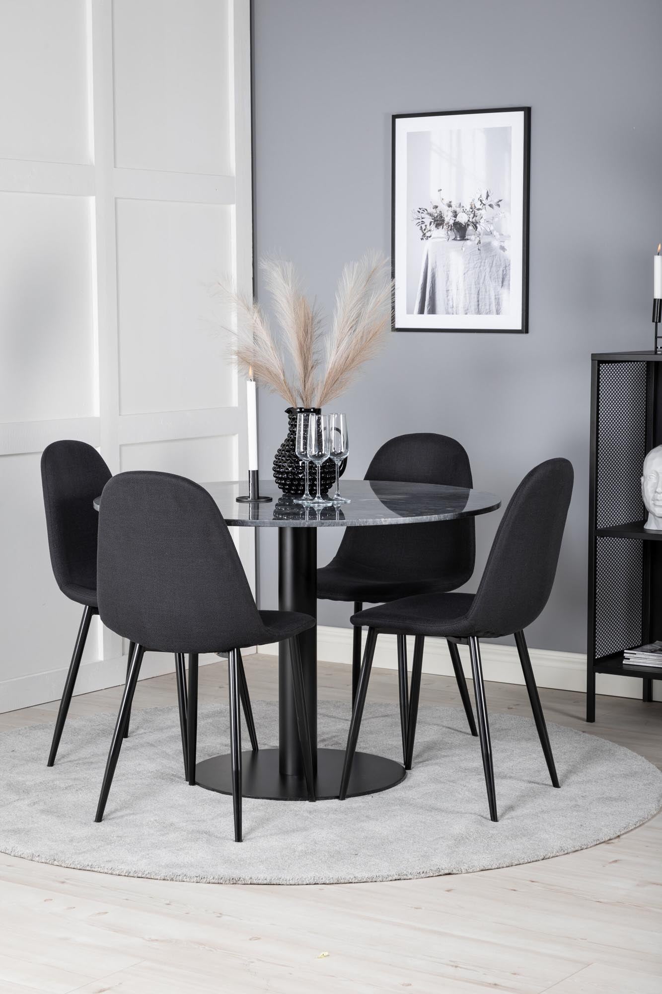 Estelle Esszimmerset + Polar ⌀106cm/4St. in Schwarz präsentiert im Onlineshop von KAQTU Design AG. Esszimmerset ist von Venture Home