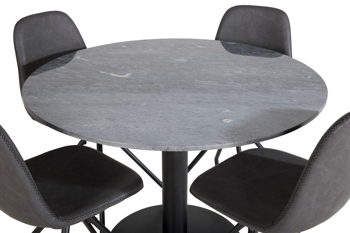 Estelle Esszimmerset + Polar ⌀106cm/4St. in Grau / Schwarz präsentiert im Onlineshop von KAQTU Design AG. Esszimmerset ist von Venture Home