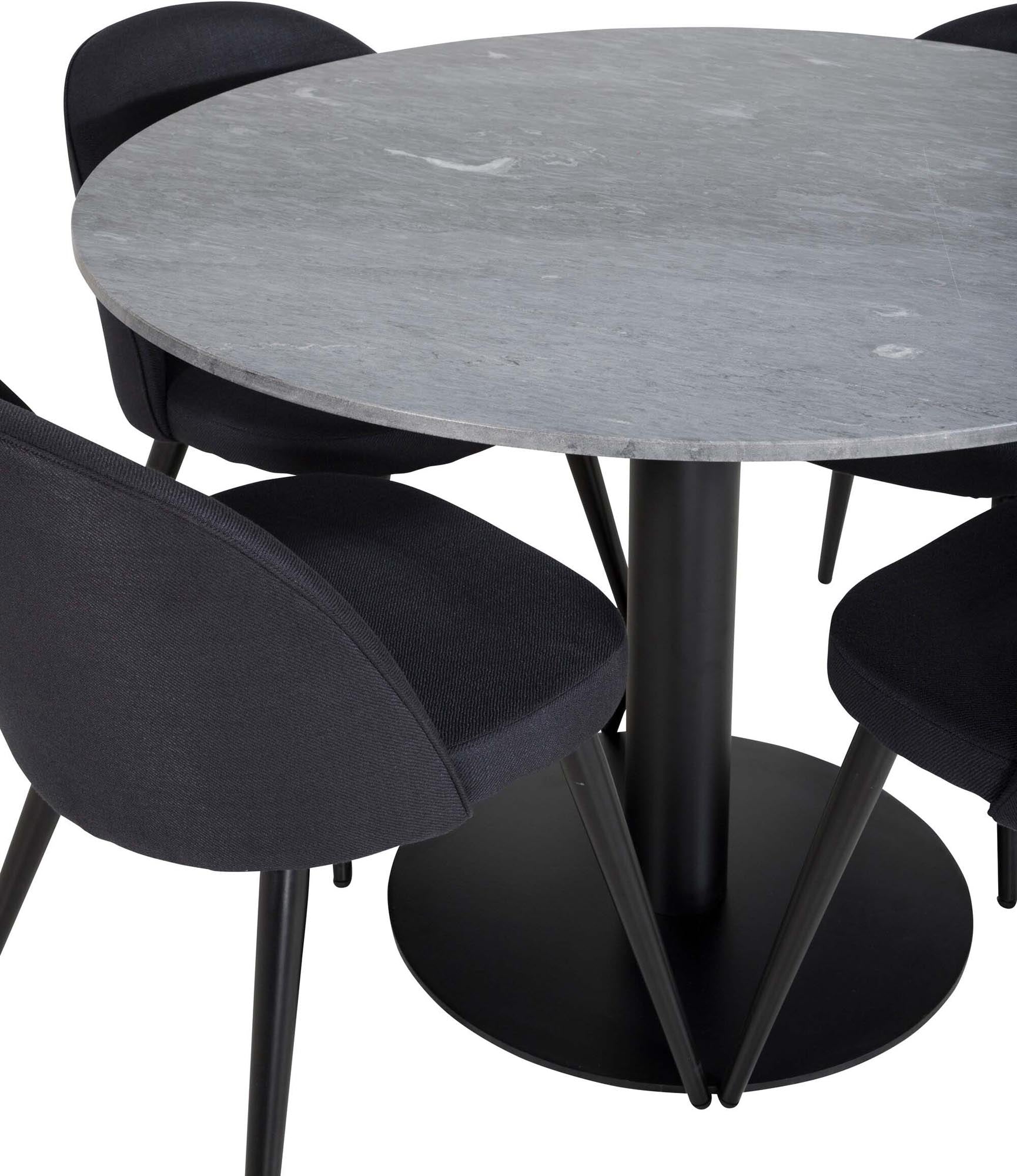 Estelle Esszimmerset + Velvet ⌀106cm/4St. in Schwarz präsentiert im Onlineshop von KAQTU Design AG. Esszimmerset ist von Venture Home
