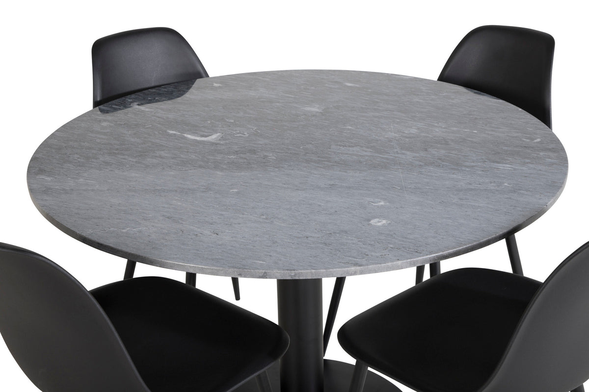 Estelle Esszimmerset + Polar ⌀106cm/4St. in Schwarz präsentiert im Onlineshop von KAQTU Design AG. Esszimmerset ist von Venture Home