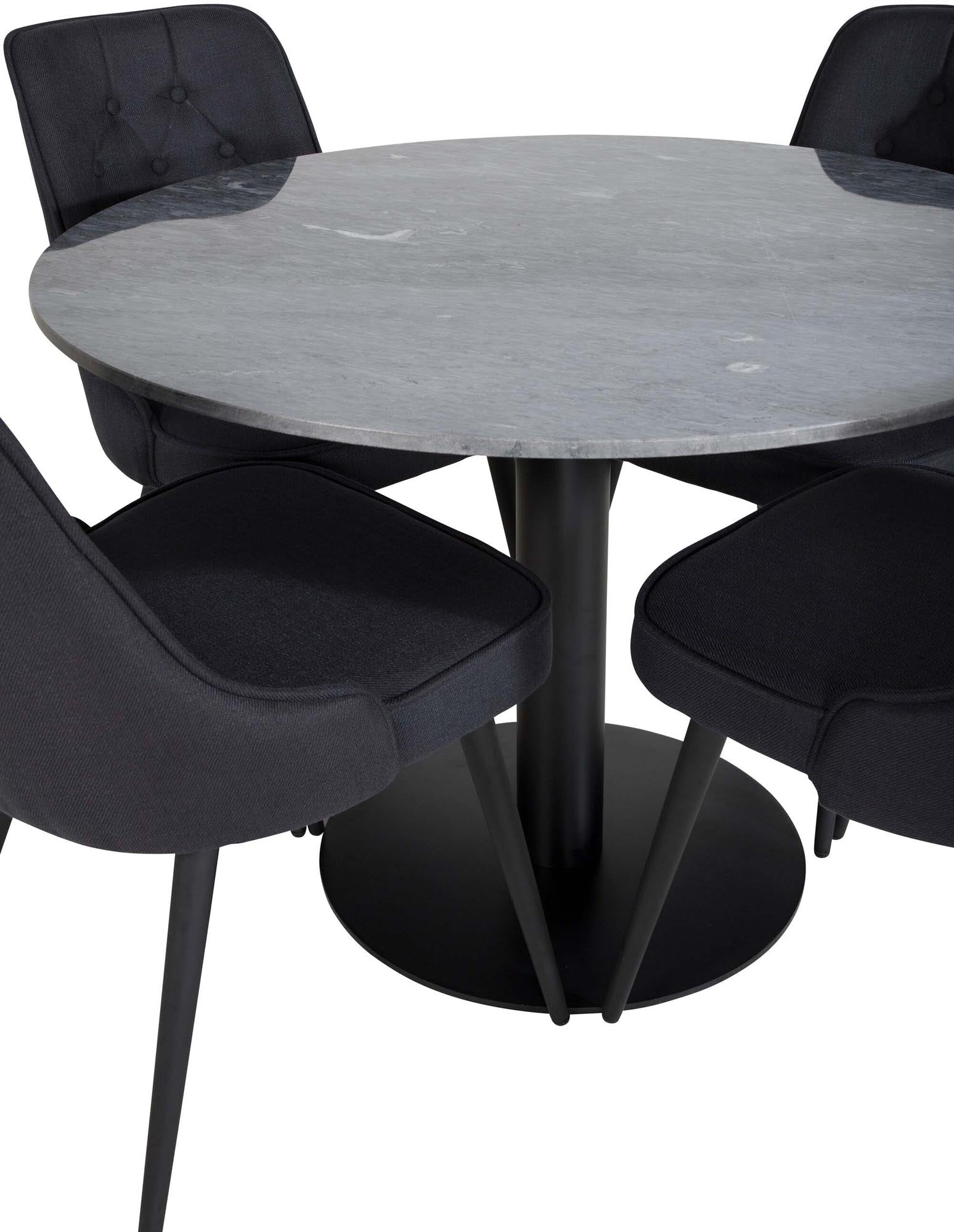 Estelle Esszimmerset + Velvet Deluxe ⌀106cm/4St. in Schwarz präsentiert im Onlineshop von KAQTU Design AG. Esszimmerset ist von Venture Home