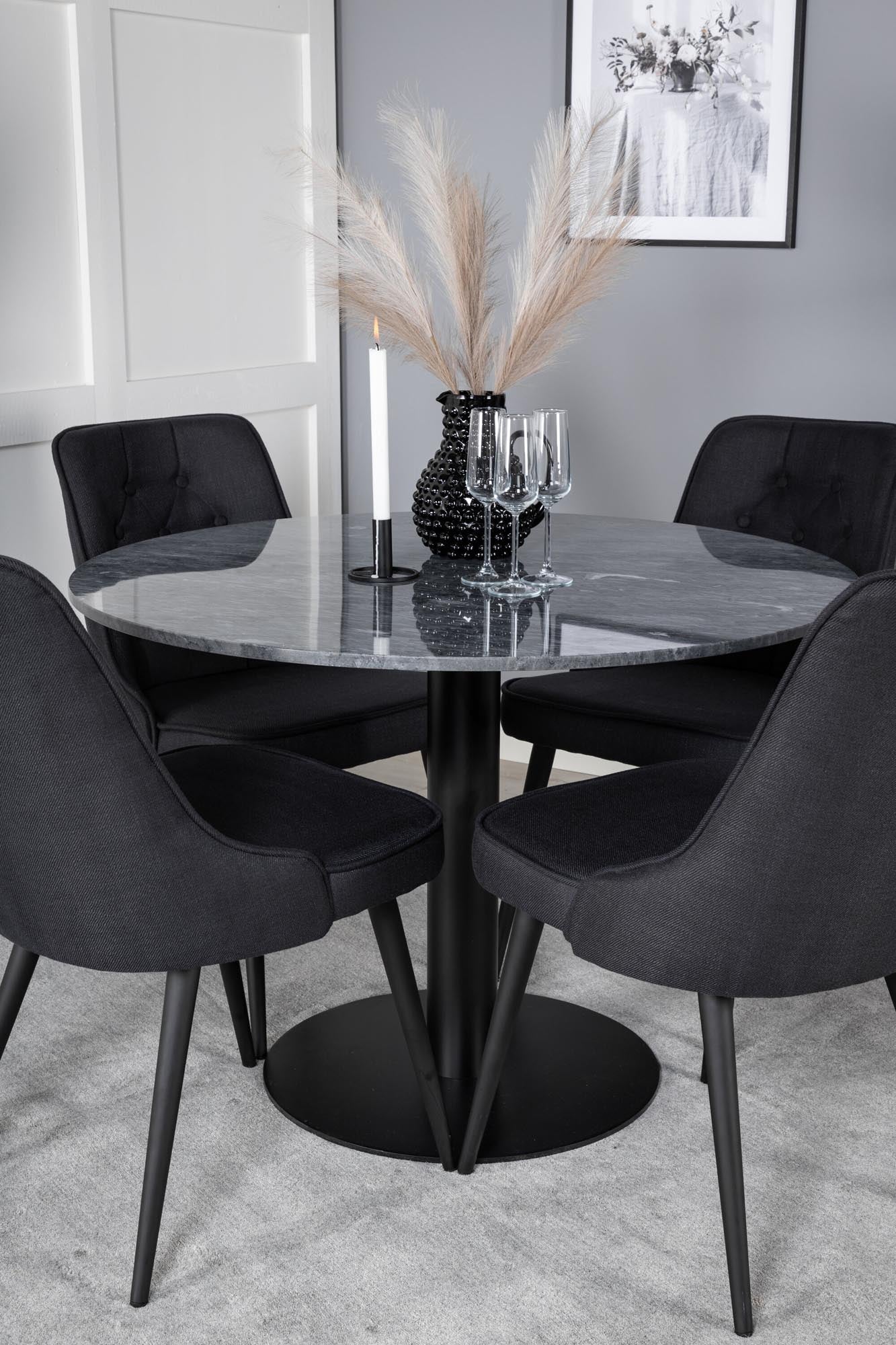 Estelle Esszimmerset + Velvet Deluxe ⌀106cm/4St. in Schwarz präsentiert im Onlineshop von KAQTU Design AG. Esszimmerset ist von Venture Home