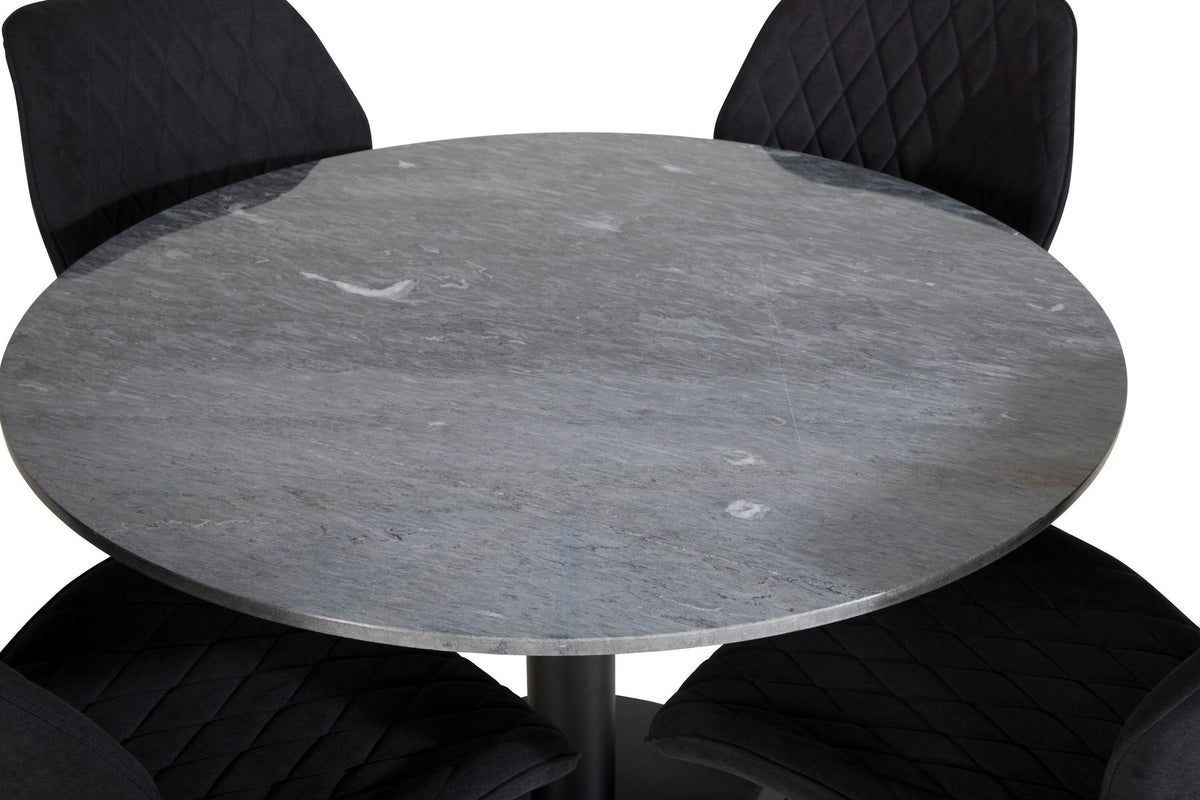 Estelle Esszimmerset + Gemma ⌀106cm/4St. in Schwarz präsentiert im Onlineshop von KAQTU Design AG. Esszimmerset ist von Venture Home