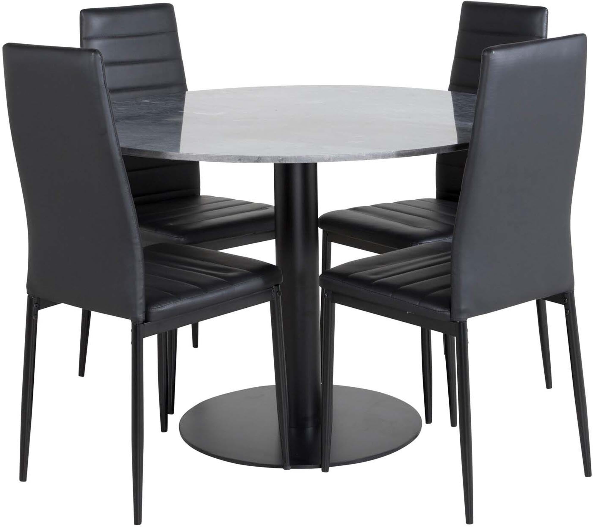 Estelle Esszimmerset + Slim ⌀106cm/4St. in Schwarz präsentiert im Onlineshop von KAQTU Design AG. Esszimmerset ist von Venture Home
