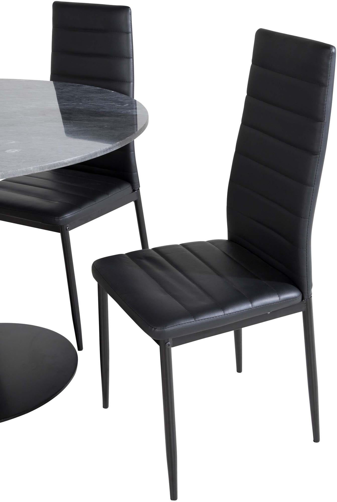 Estelle Esszimmerset + Slim ⌀106cm/4St. in Schwarz präsentiert im Onlineshop von KAQTU Design AG. Esszimmerset ist von Venture Home