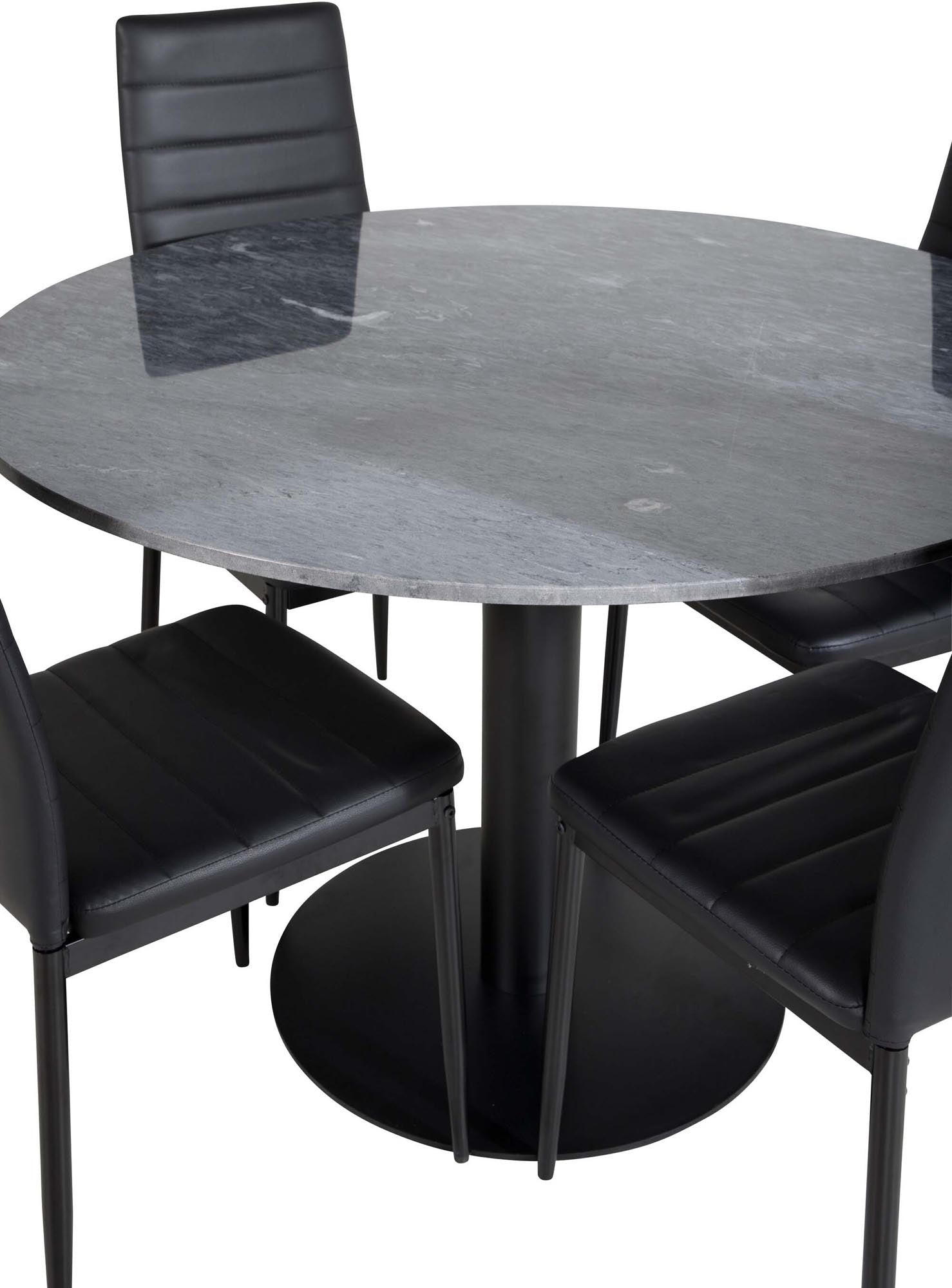 Estelle Esszimmerset + Slim ⌀106cm/4St. in Schwarz präsentiert im Onlineshop von KAQTU Design AG. Esszimmerset ist von Venture Home