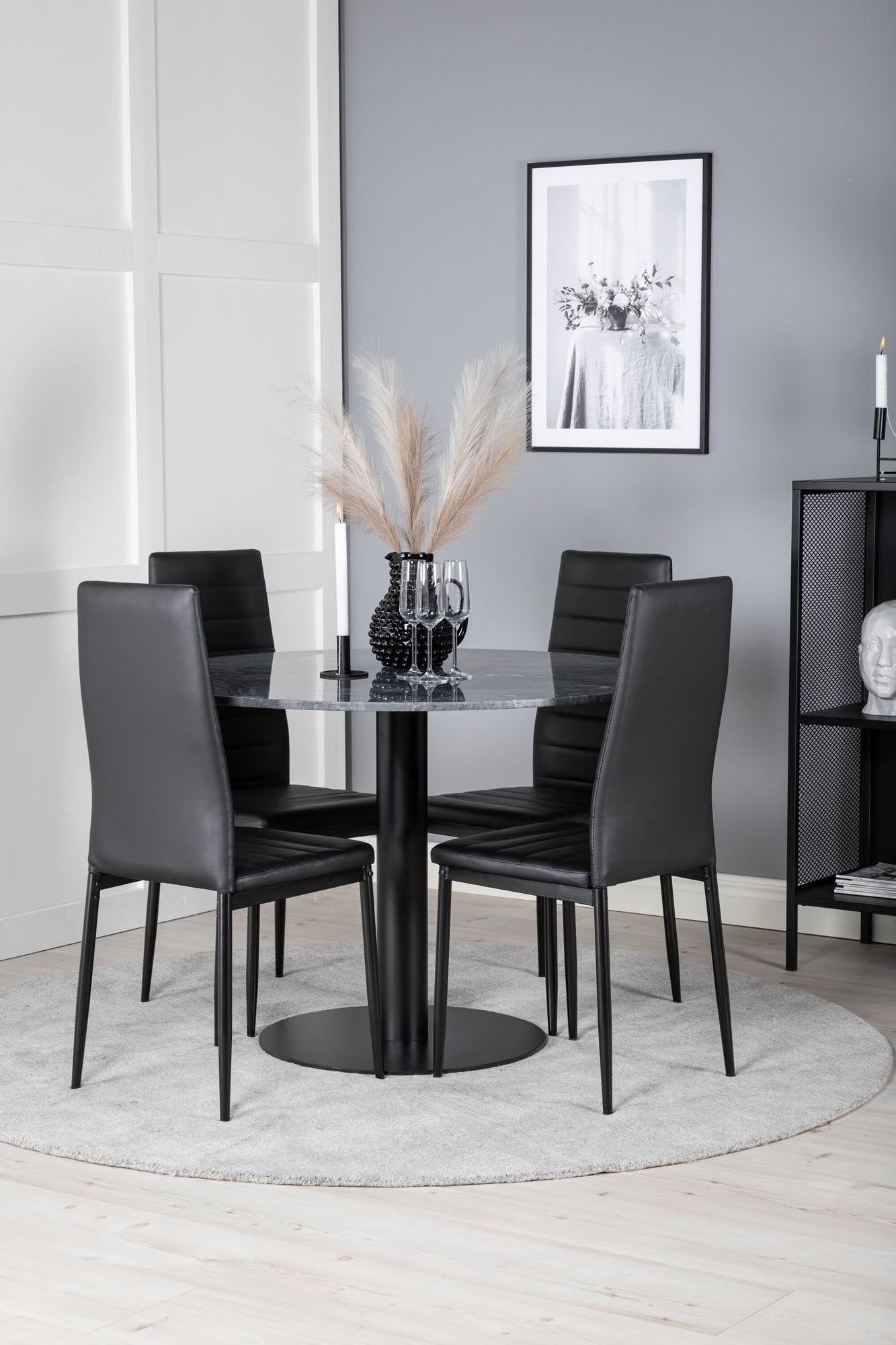Estelle Esszimmerset + Slim ⌀106cm/4St. in Schwarz präsentiert im Onlineshop von KAQTU Design AG. Esszimmerset ist von Venture Home