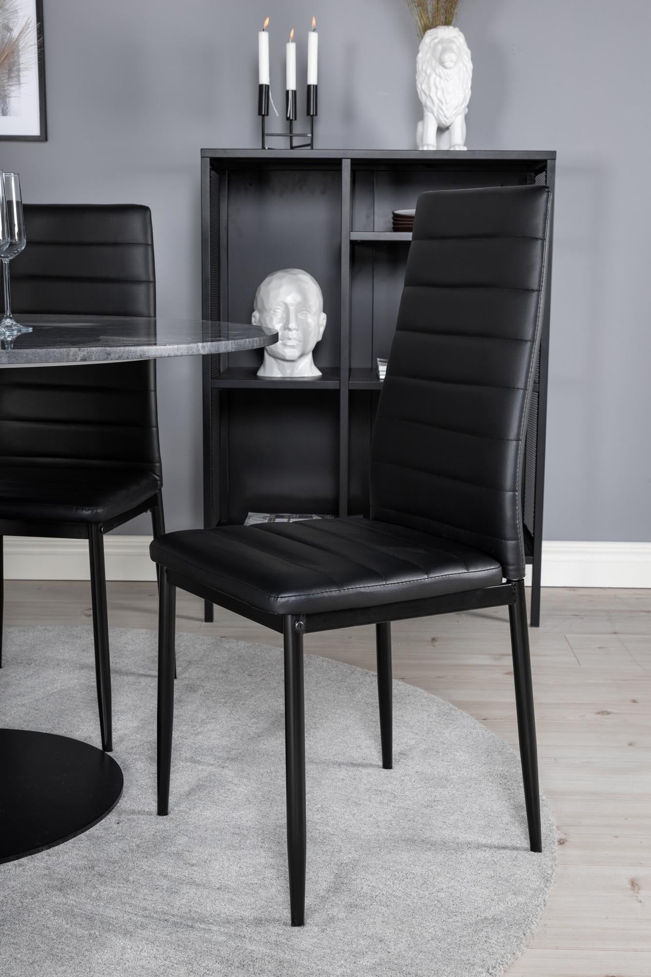 Estelle Esszimmerset + Slim ⌀106cm/4St. in Schwarz präsentiert im Onlineshop von KAQTU Design AG. Esszimmerset ist von Venture Home