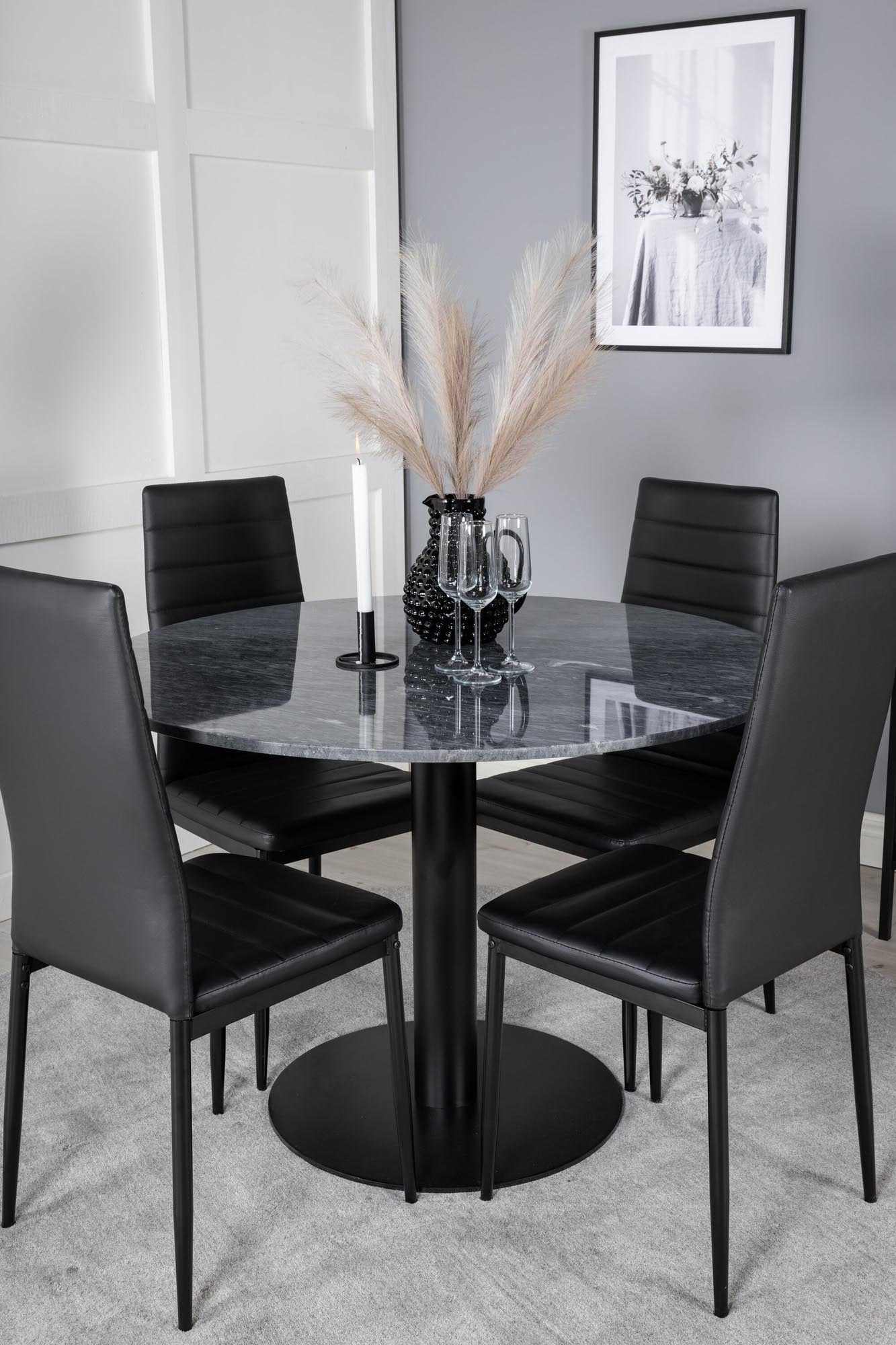 Estelle Esszimmerset + Slim ⌀106cm/4St. in Schwarz präsentiert im Onlineshop von KAQTU Design AG. Esszimmerset ist von Venture Home