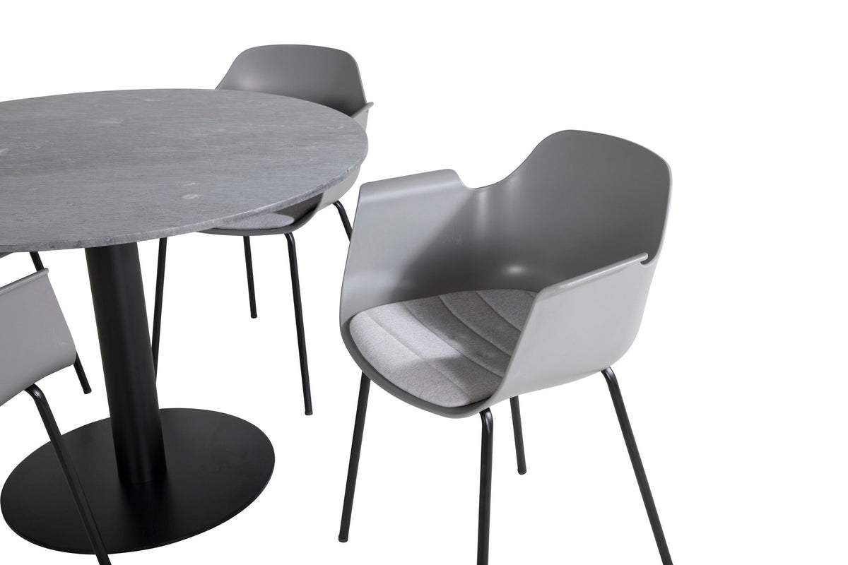 Estelle Esszimmerset + Comfort ⌀106cm/4St. in Schwarz / Grau präsentiert im Onlineshop von KAQTU Design AG. Esszimmerset ist von Venture Home
