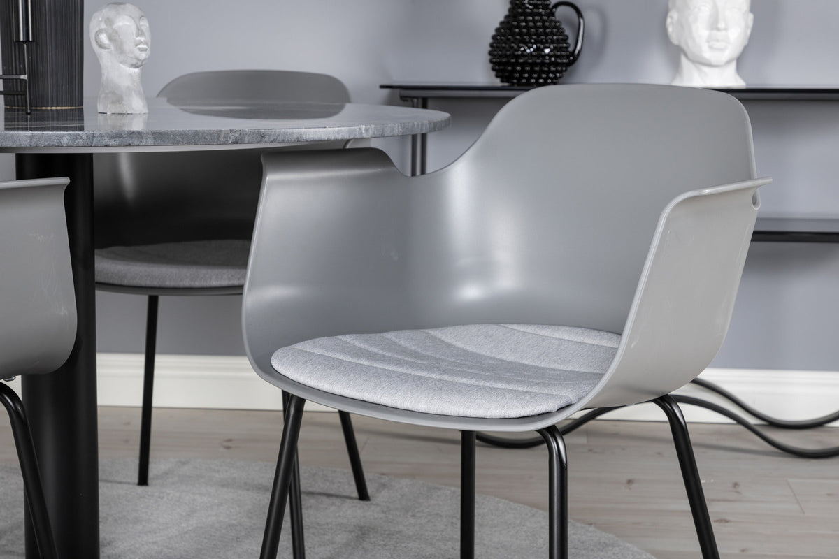 Estelle Esszimmerset + Comfort ⌀106cm/4St. in Schwarz / Grau präsentiert im Onlineshop von KAQTU Design AG. Esszimmerset ist von Venture Home