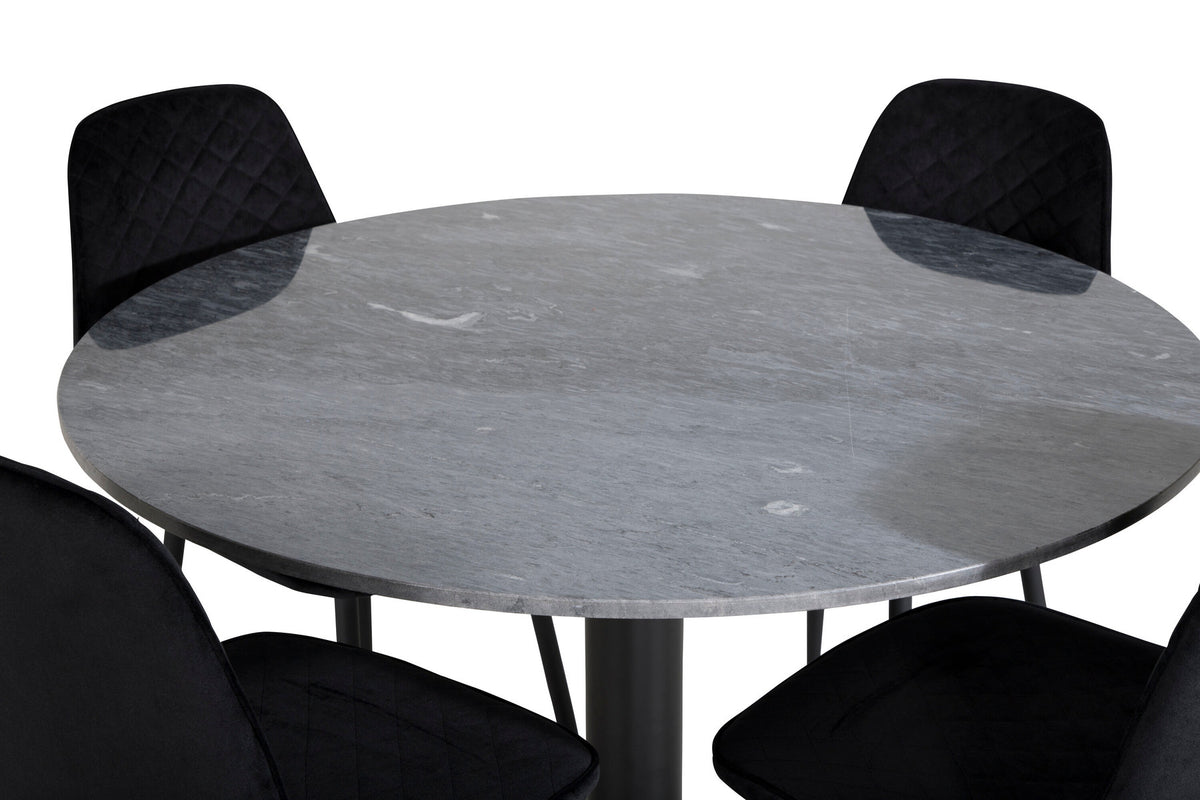 Estelle Esszimmerset + Polar ⌀106cm/4St. in Schwarz präsentiert im Onlineshop von KAQTU Design AG. Esszimmerset ist von Venture Home