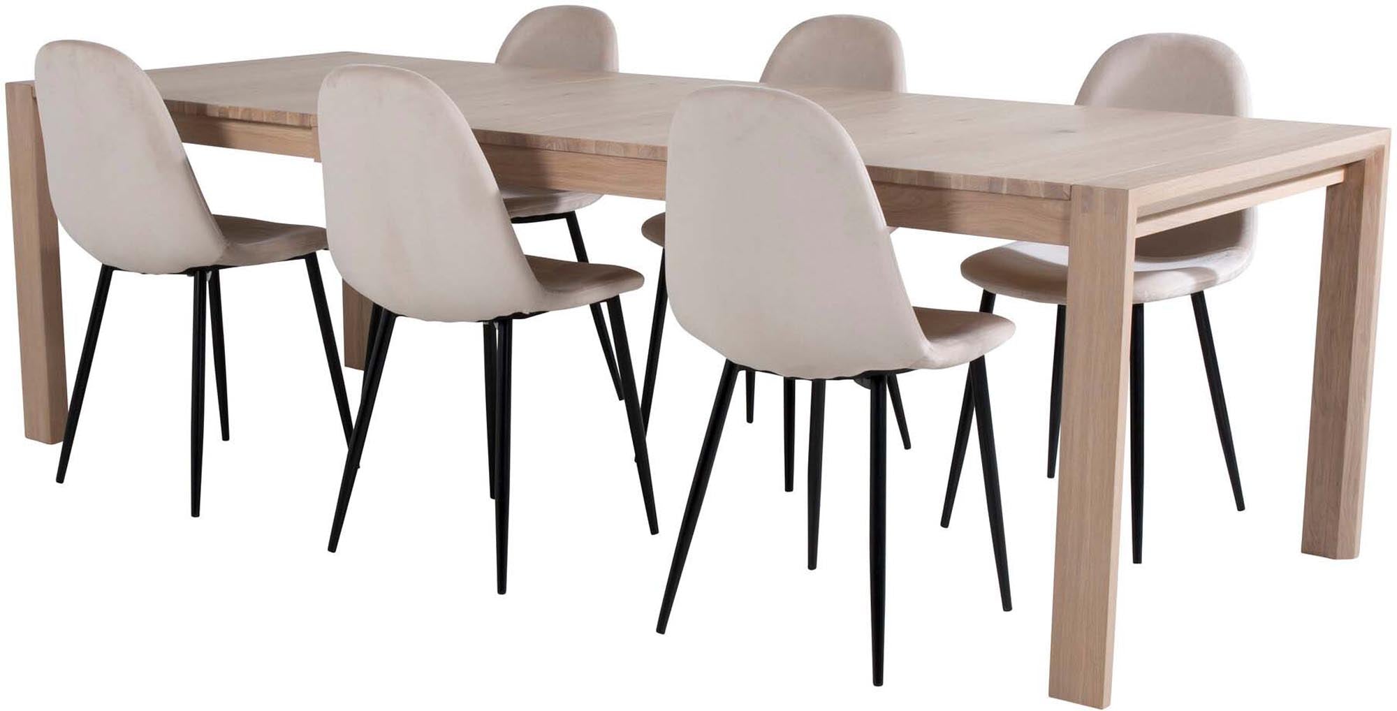 Slider Esszimmerset ausziehbar + Polar 170cm/6St. in Beige, Schwarz präsentiert im Onlineshop von KAQTU Design AG. Esszimmerset ist von Venture Home