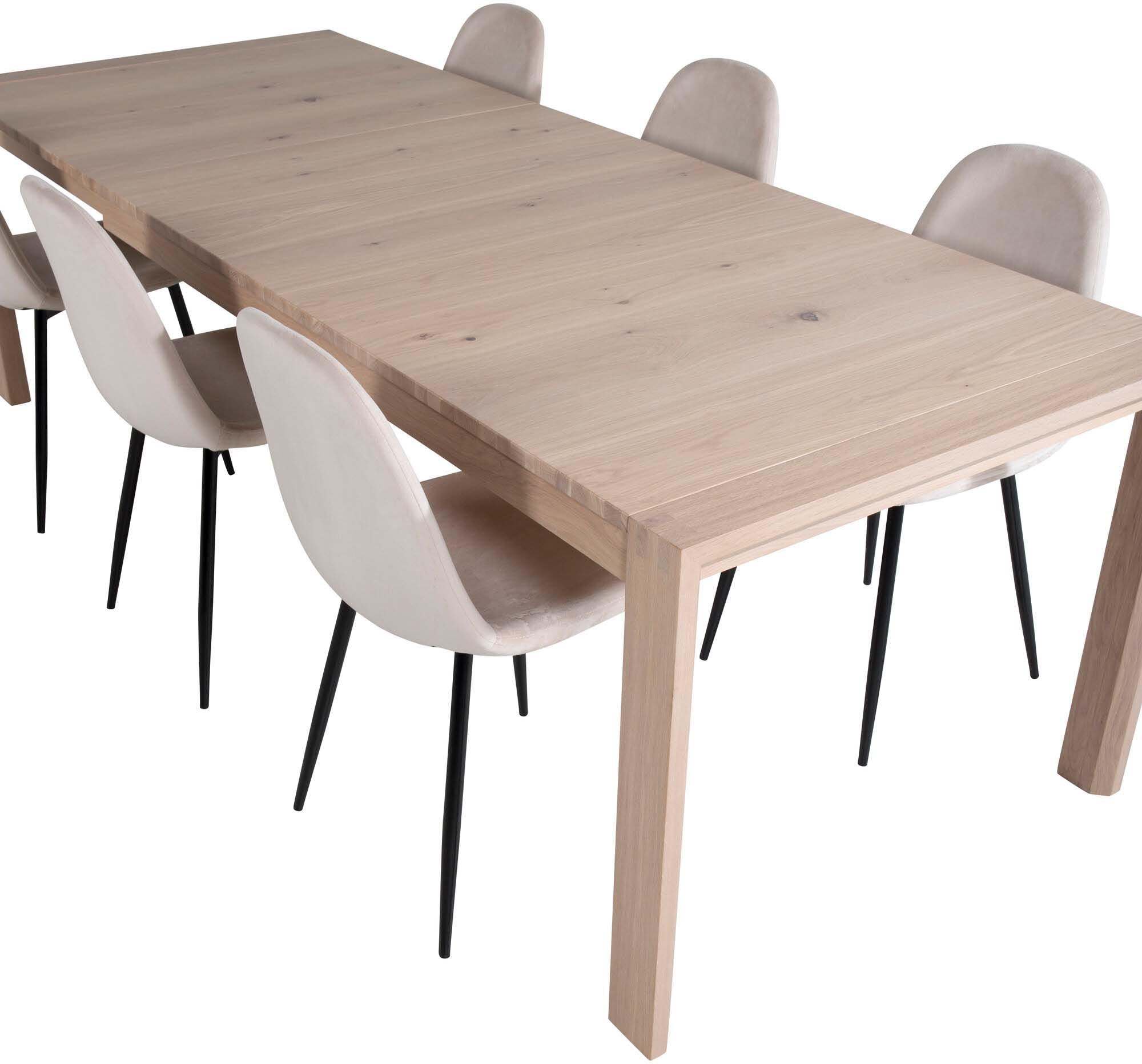 Slider Esszimmerset ausziehbar + Polar 170cm/6St. in Beige, Schwarz präsentiert im Onlineshop von KAQTU Design AG. Esszimmerset ist von Venture Home
