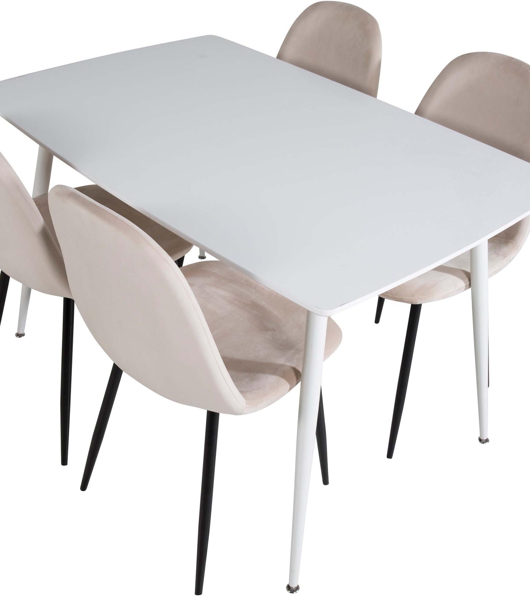Polar Esszimmerset + Polar 120cm/4St. in Weiss / Beige / Schwarz präsentiert im Onlineshop von KAQTU Design AG. Esszimmerset ist von Venture Home