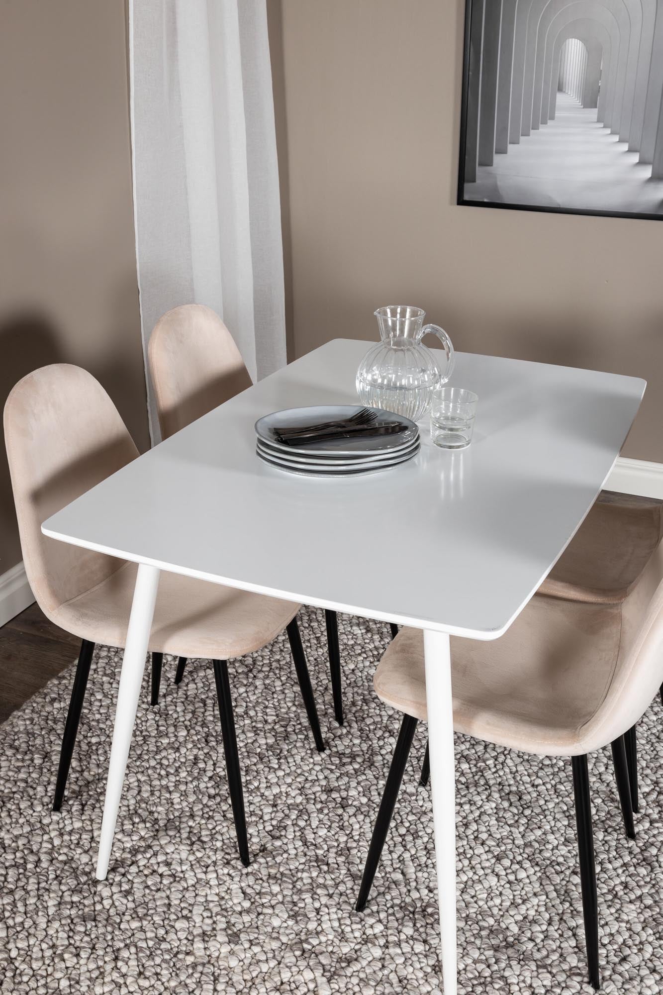 Polar Esszimmerset + Polar 120cm/4St. in Weiss / Beige / Schwarz präsentiert im Onlineshop von KAQTU Design AG. Esszimmerset ist von Venture Home