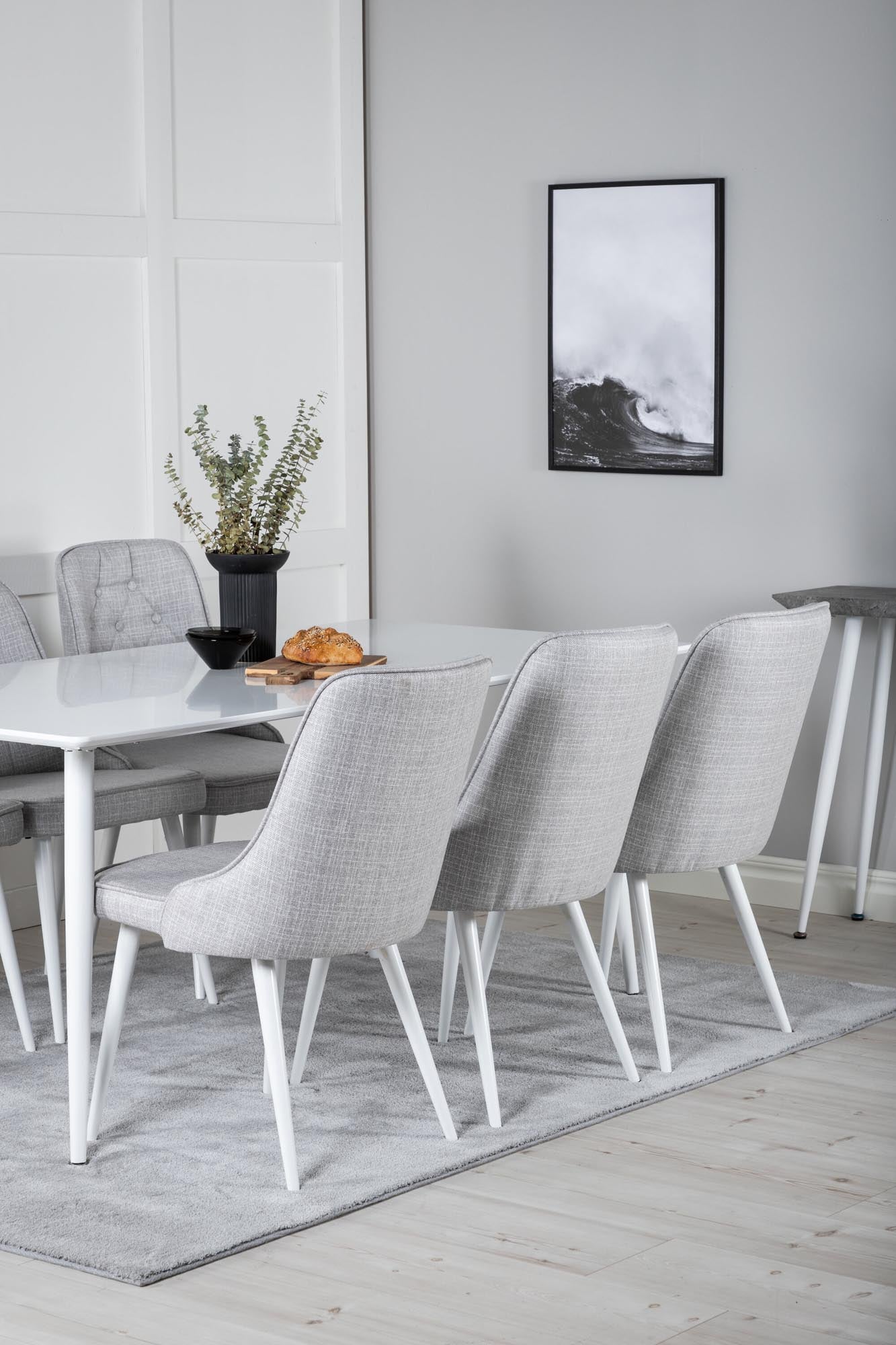 Polar Esszimmerset + Velvet Deluxe 180cm/6St. in Weiss präsentiert im Onlineshop von KAQTU Design AG. Esszimmerset ist von Venture Home
